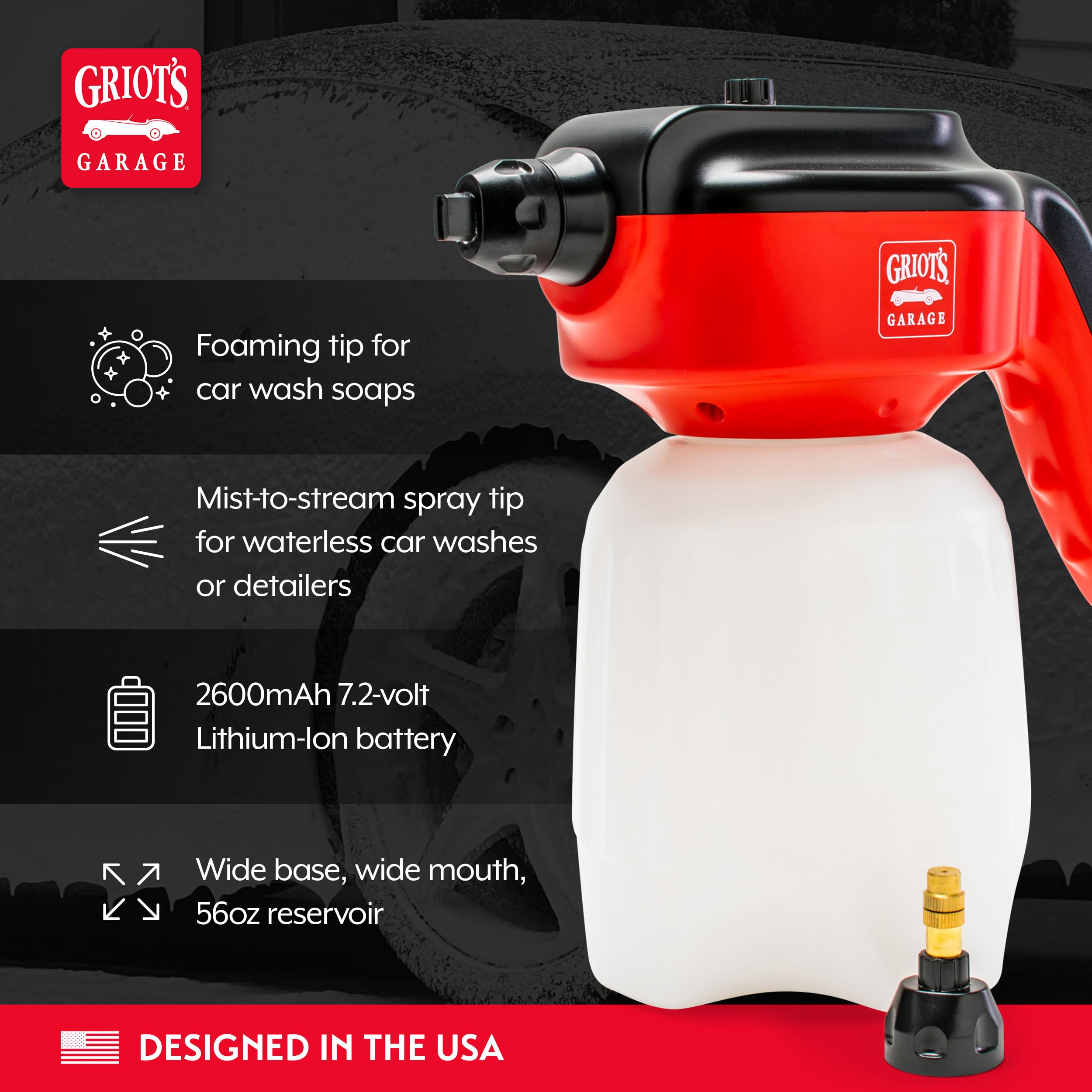 Griot's Garage Cordless Foamer and Sprayer for Car Washing and Detailing, Portable, Rechargeable Spray Gun with 7.2-Volt Lithium-Ion Battery, Includes 2 Nozzles - Image 3