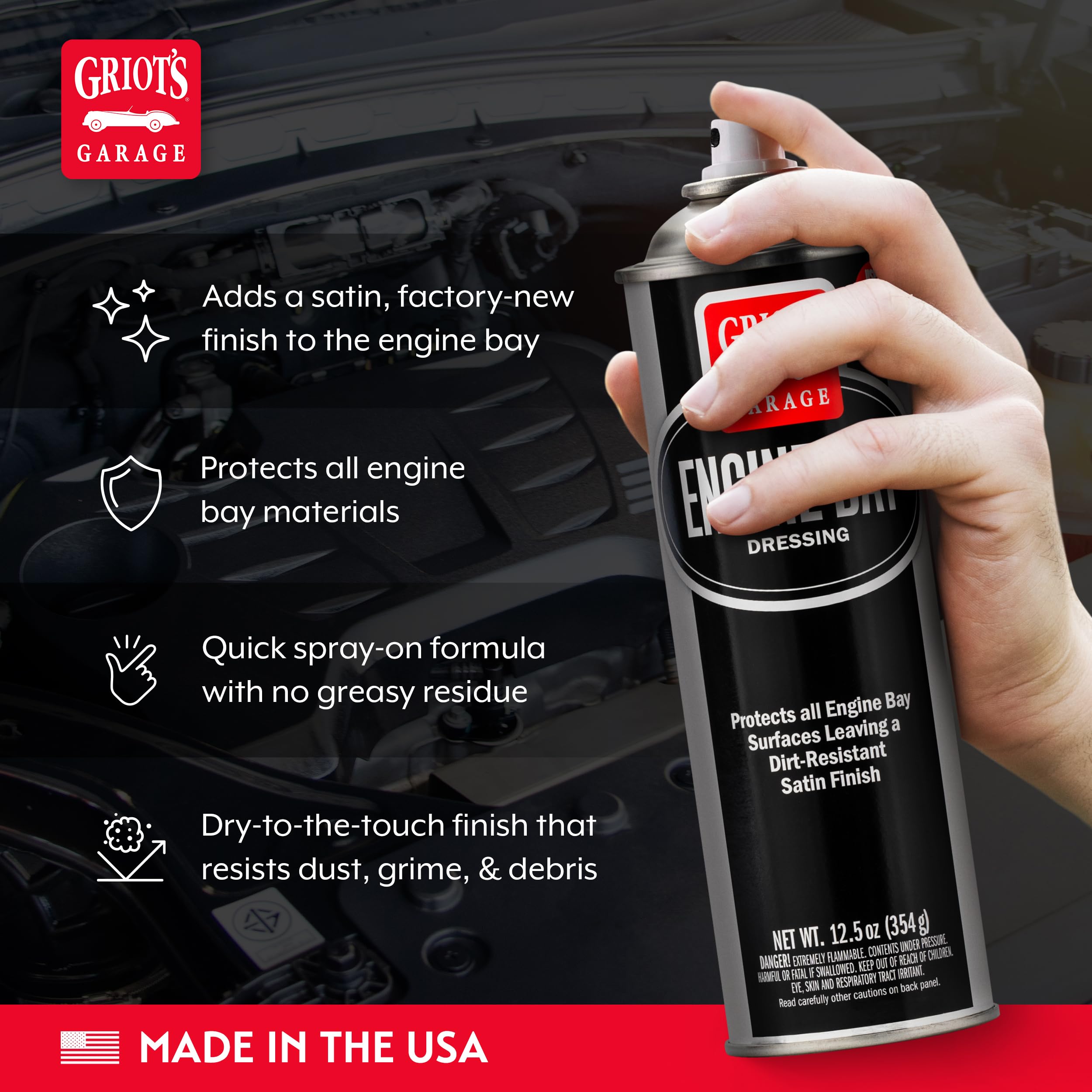 Griot's Garage Engine Bay Dressing, Detailing Spray, Surface Enhancer and Protector, 20244, 12.5oz - Image 3