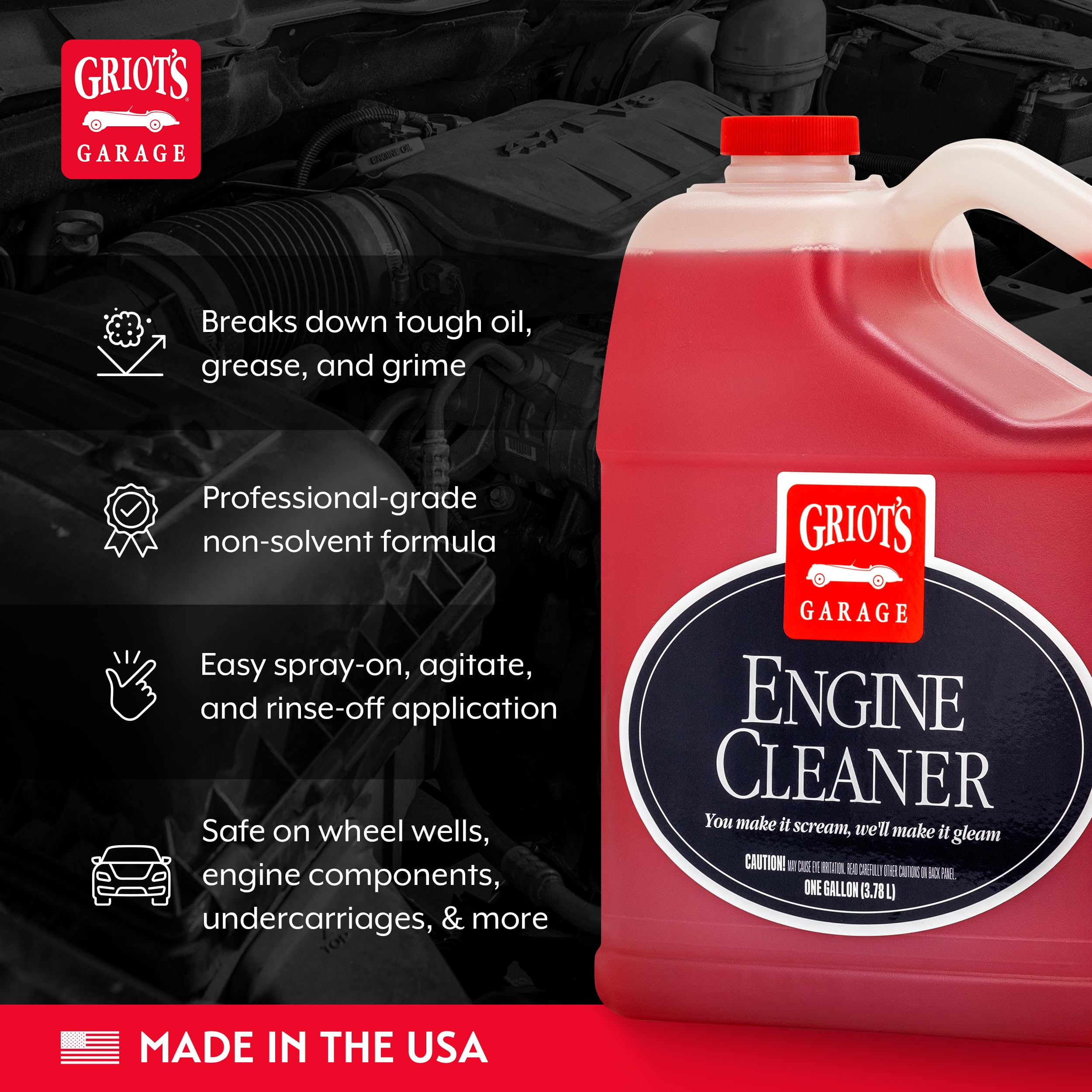 Griot's Garage Engine Cleaner for Car, Motorcycle, Boat, RV, and Truck, Oil, Dirt, and Grime Remover, 11158, One Gallon - Image 3