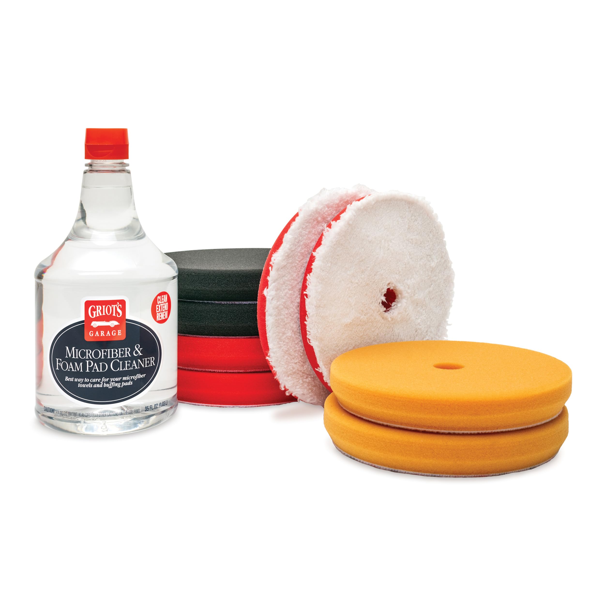 Griot's Garage Enthusiast Pad System Kit for Car Detailing, 6" Microfiber, Foam, Wax Pads for Paint Correction and Polishing, Includes a Cleaner Formula, 35 Ounces