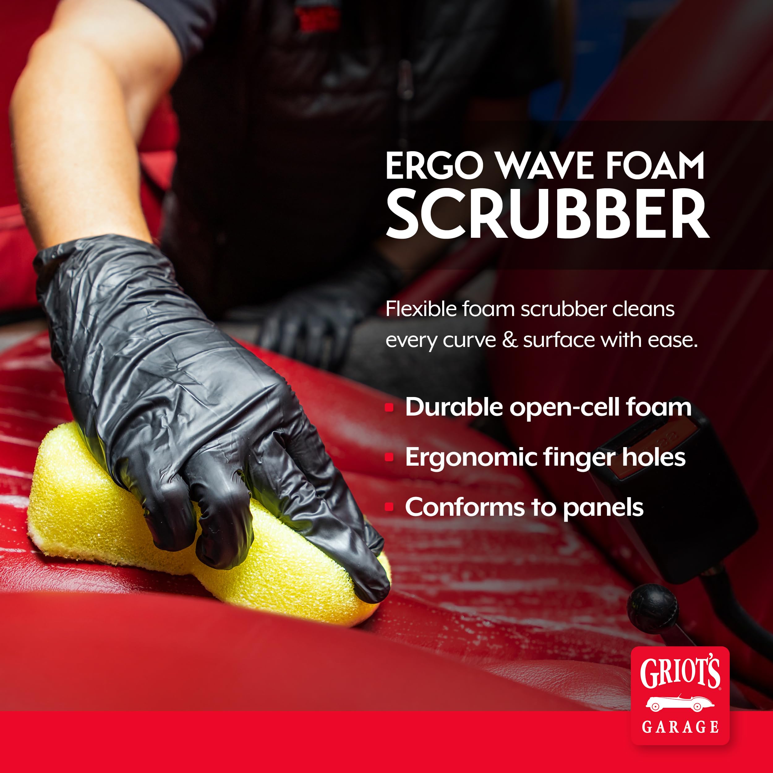 Griot's Garage Ergo Wave Foam Scrubber for Car Cleaning, Ergonomic Scrubbing Pad for Vinyl, Plastic, Leather, Rubber, Paint, Upholstery, Carpet, Wheels, and More, 10520 - Image 2