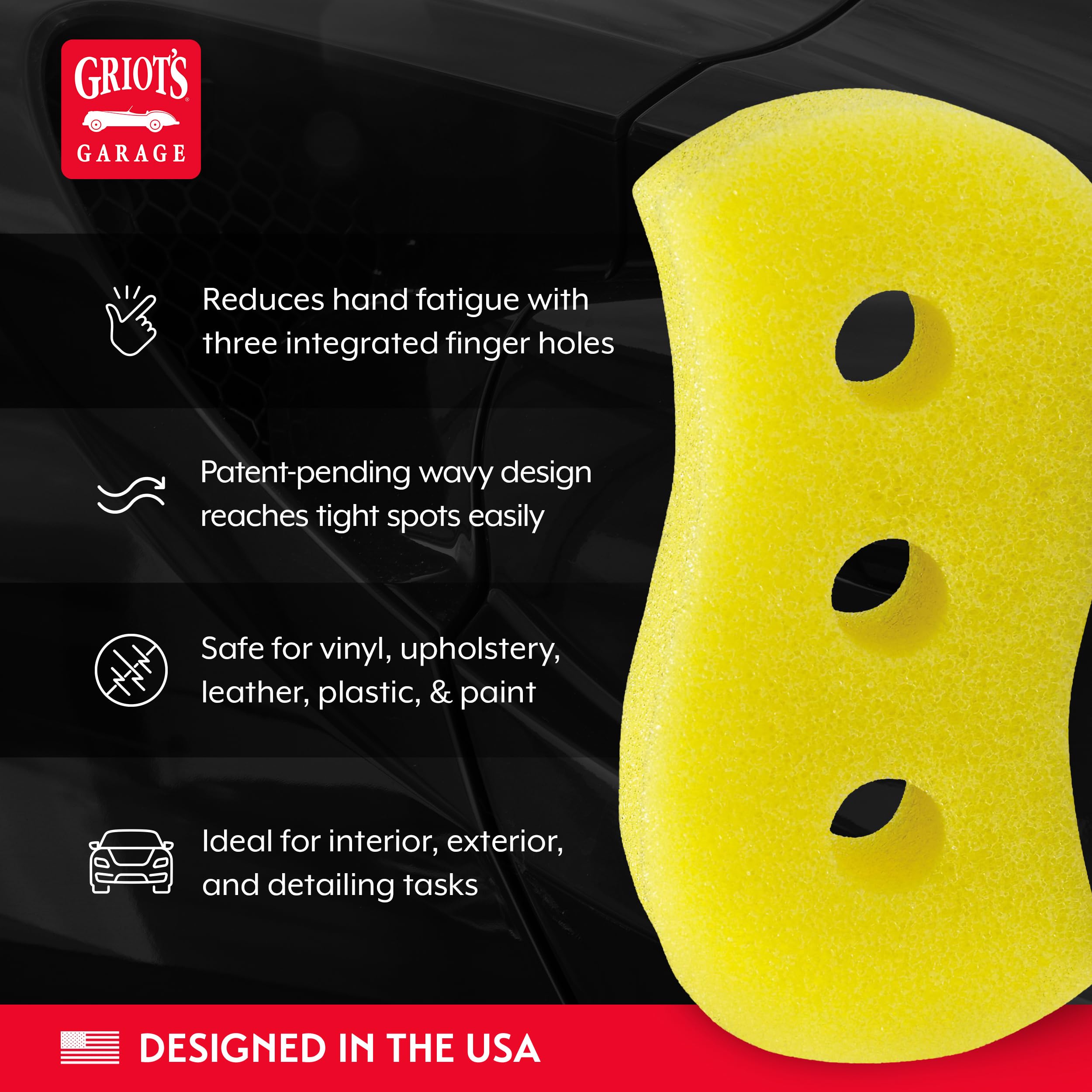 Griot's Garage Ergo Wave Foam Scrubber for Car Cleaning, Ergonomic Scrubbing Pad for Vinyl, Plastic, Leather, Rubber, Paint, Upholstery, Carpet, Wheels, and More, 10520 - Image 3