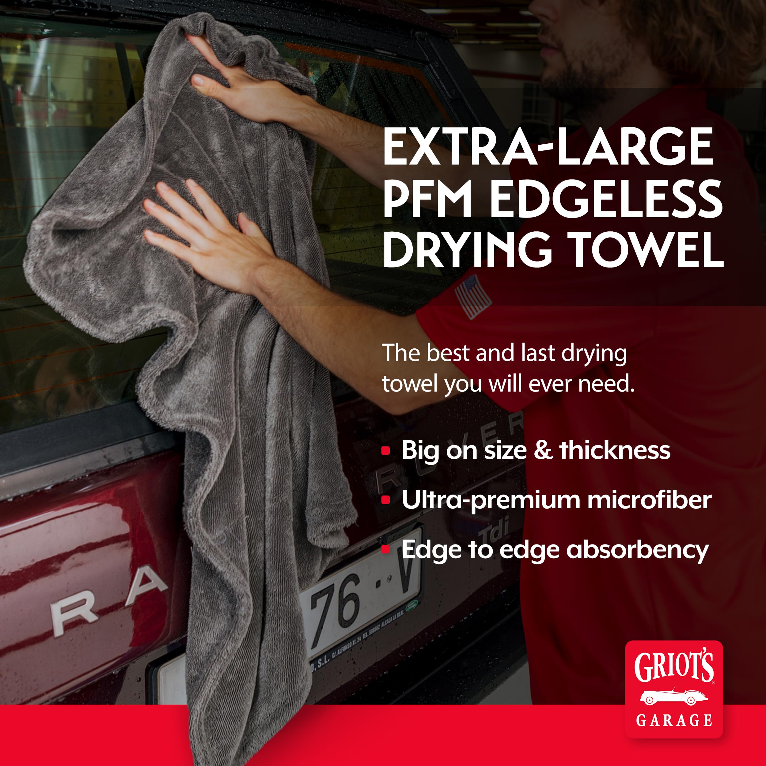Griot's Garage Extra-Large PFM Edgeless Microfiber Drying Towel for Car Wash and Detailing, Ideal for SUVs, Trucks, and RVs, 29" x 36", 55596 - Image 2