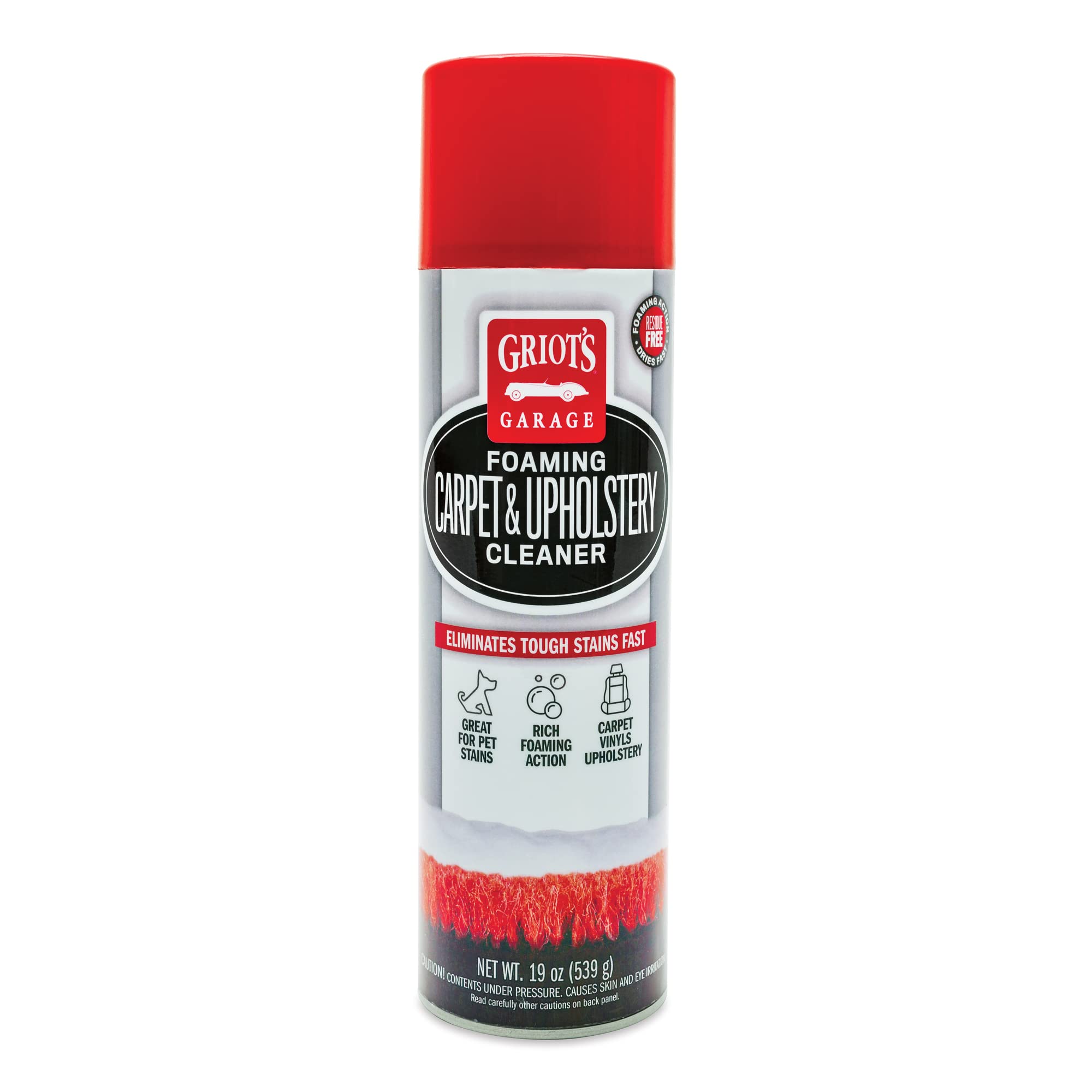 Griot's Garage Foaming Carpet and Upholstery Cleaner for Car Floor Mats, Vinyl, Plastic, Micro Fiber Seats, and Pet Stains, 11298, 19oz