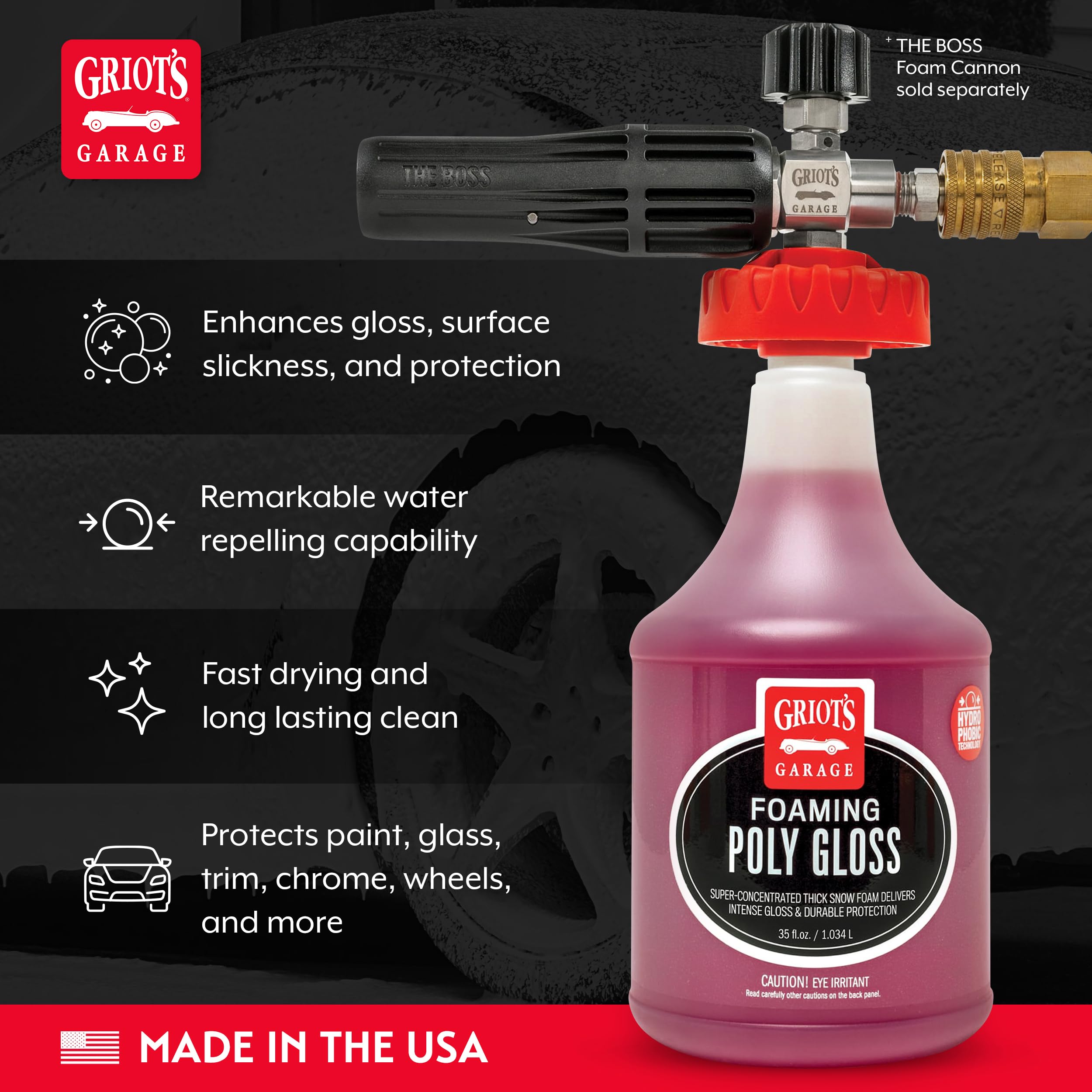 Griot's Garage Foaming Poly Gloss for Car Cleaning and Detailing, Spray Wash & Wax, Compatible with The BOSS Foam Cannon Auto-Mix System, 35oz - Image 3