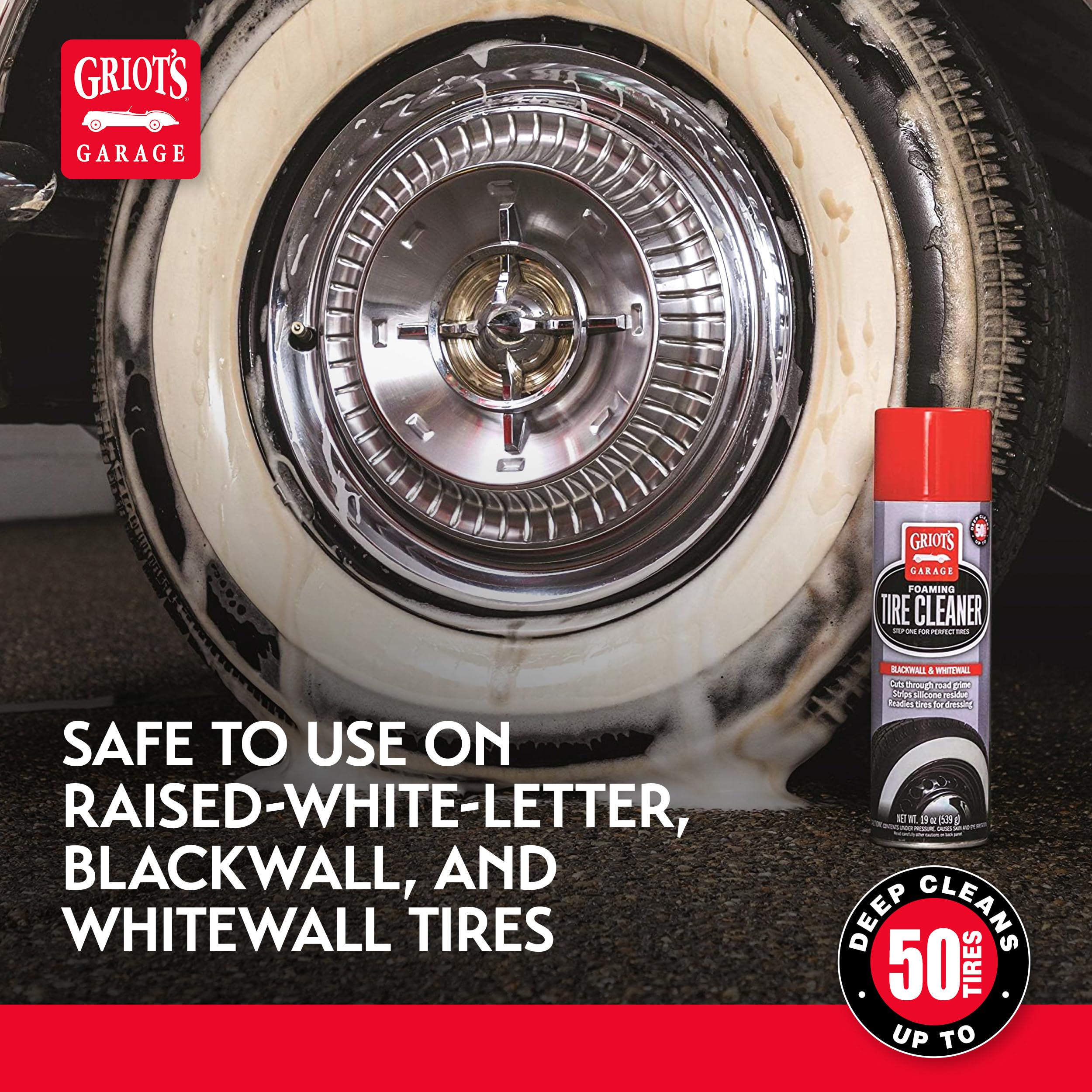 Griot's Garage Foaming Tire Cleaner, Removes Silicone Residue and Grime on Car, Truck, Motorcycle, and RV Tires, Safe for Whitewall Tires, 10952, 19oz - Image 5