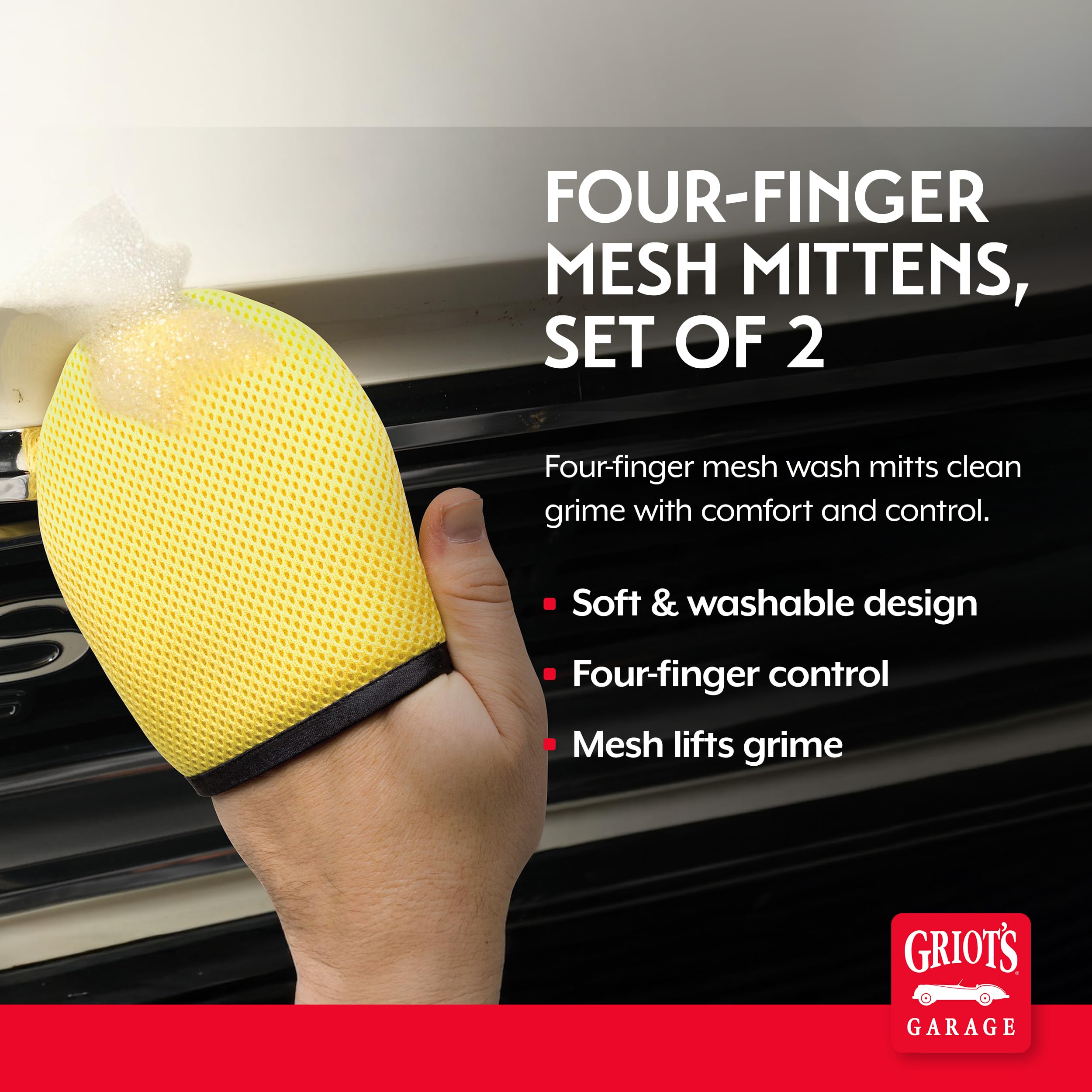 Griot's Garage Four-Finger Mesh Mittens for Car Wash and Detailing, Cleaning Gloves and Scrubbers for SUVs, Trucks, Motorcycles, and More, Washable, Set of 2, 11842 - Image 2