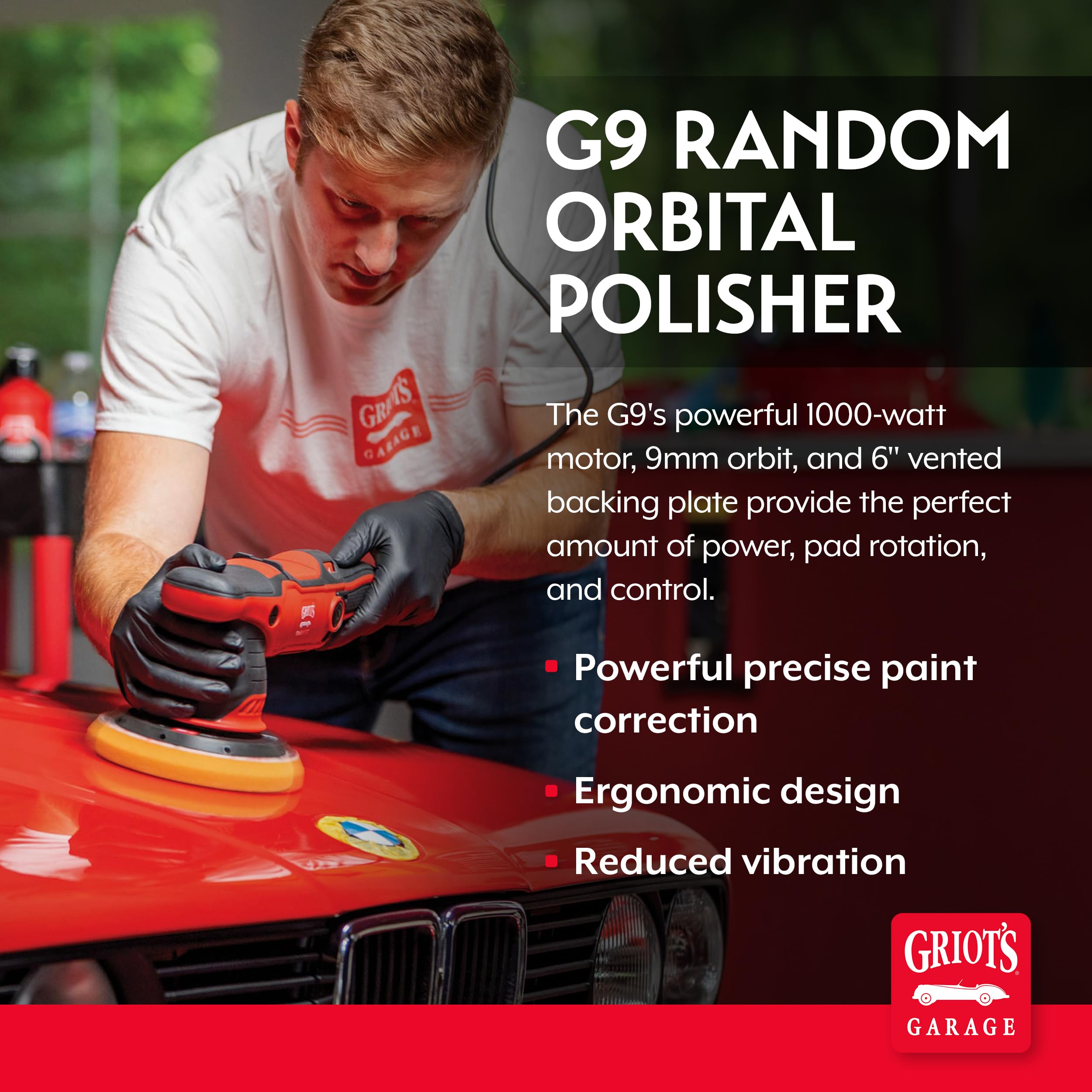 Griot's Garage G9 Random Orbital Polisher 10901 – 1000-Watt Dual Action Buffer for Car Detailing, Polishing, Waxing, Swirl and Scratch Removal – 6" Backing Plate, Variable Speed, Ergonomic Grip - Image 2