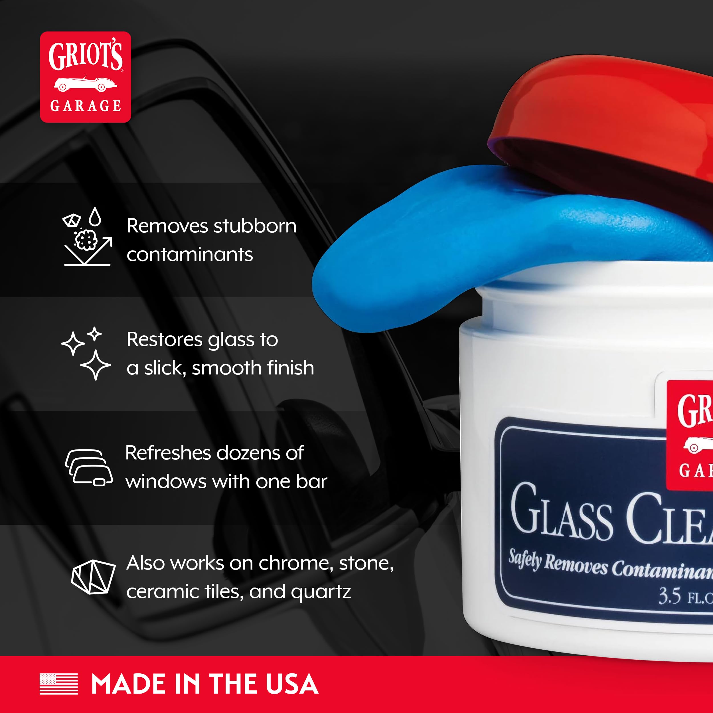 Griot's Garage Glass Cleaning Clay for Car Window, Windshield, Shower Door, Stone, Ceramic Tiles, Removes Oil, Tar, Grease, Water Spots, and More 11049, 3.5oz, Blue - Image 3