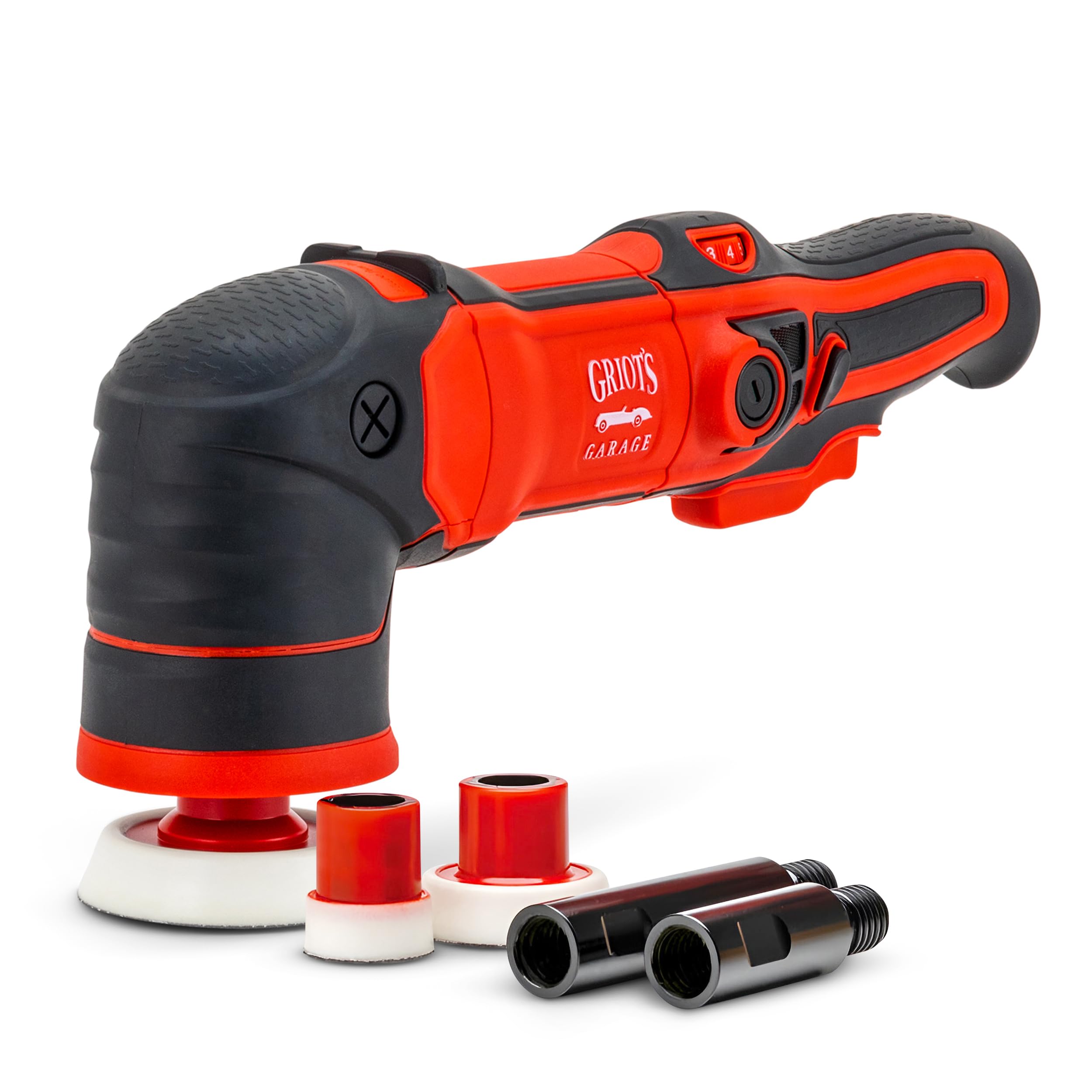 Griot's Garage GR3 Mini Rotary Polisher, 700-Watt Small Polishing Machine for Spot Repair, Includes 1”, 2”, and 3” Backing Plates, 2” and 3” Shaft Extensions, 10918