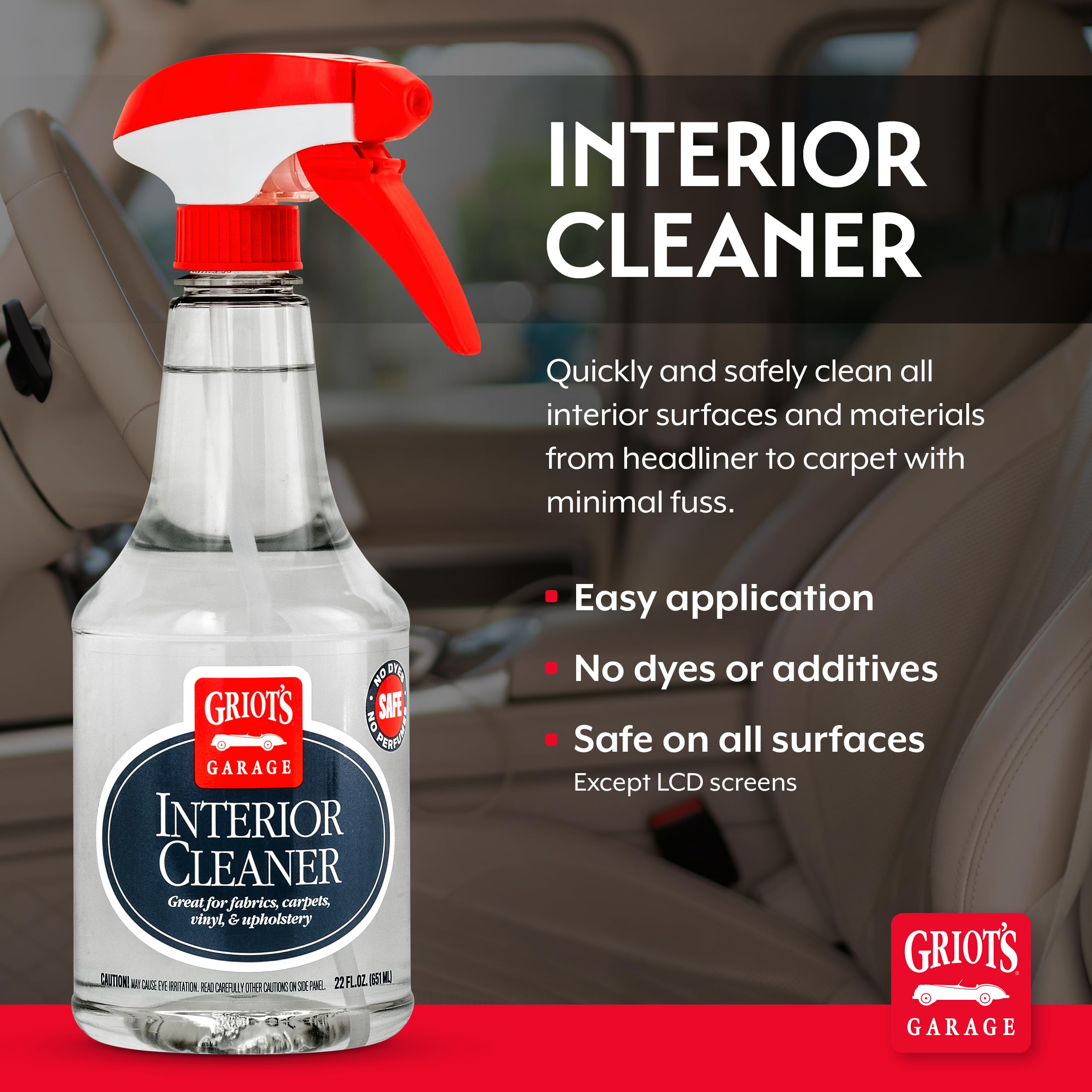 Griot's Garage Interior Cleaner Spray for Car Seats, Carpet, Upholstery Fabric, Floor Mat, Vinyl, Dashboard, Ideal for Truck, SUV, RV, Boat, and More, 10956, 22 Fl Oz - Image 2