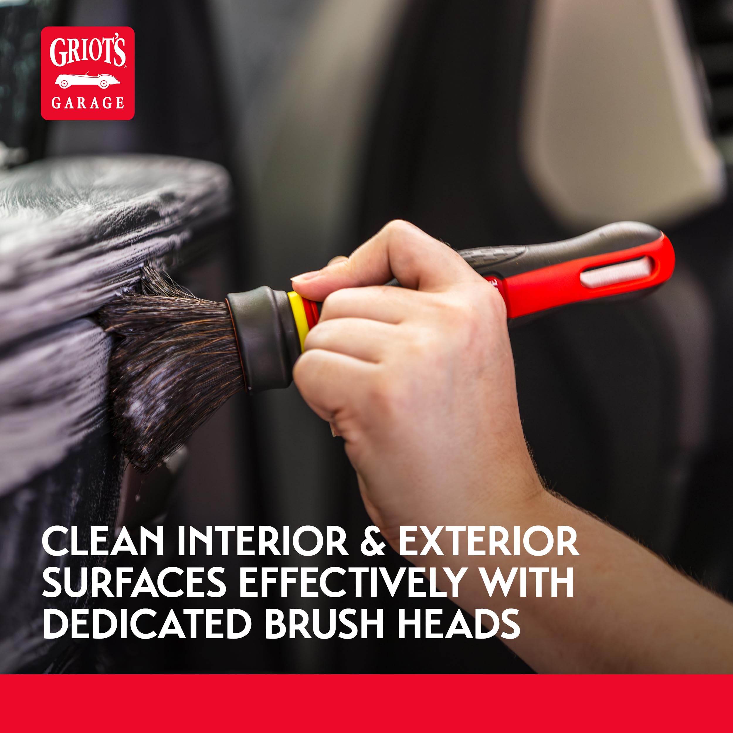 Griot's Garage Interior MOD Detail Brush Kit for Car Detailing, Includes 3 Sure-Grip Handles, 3 XL Brush Heads, Super-Soft, Soft, Flat - Image 5