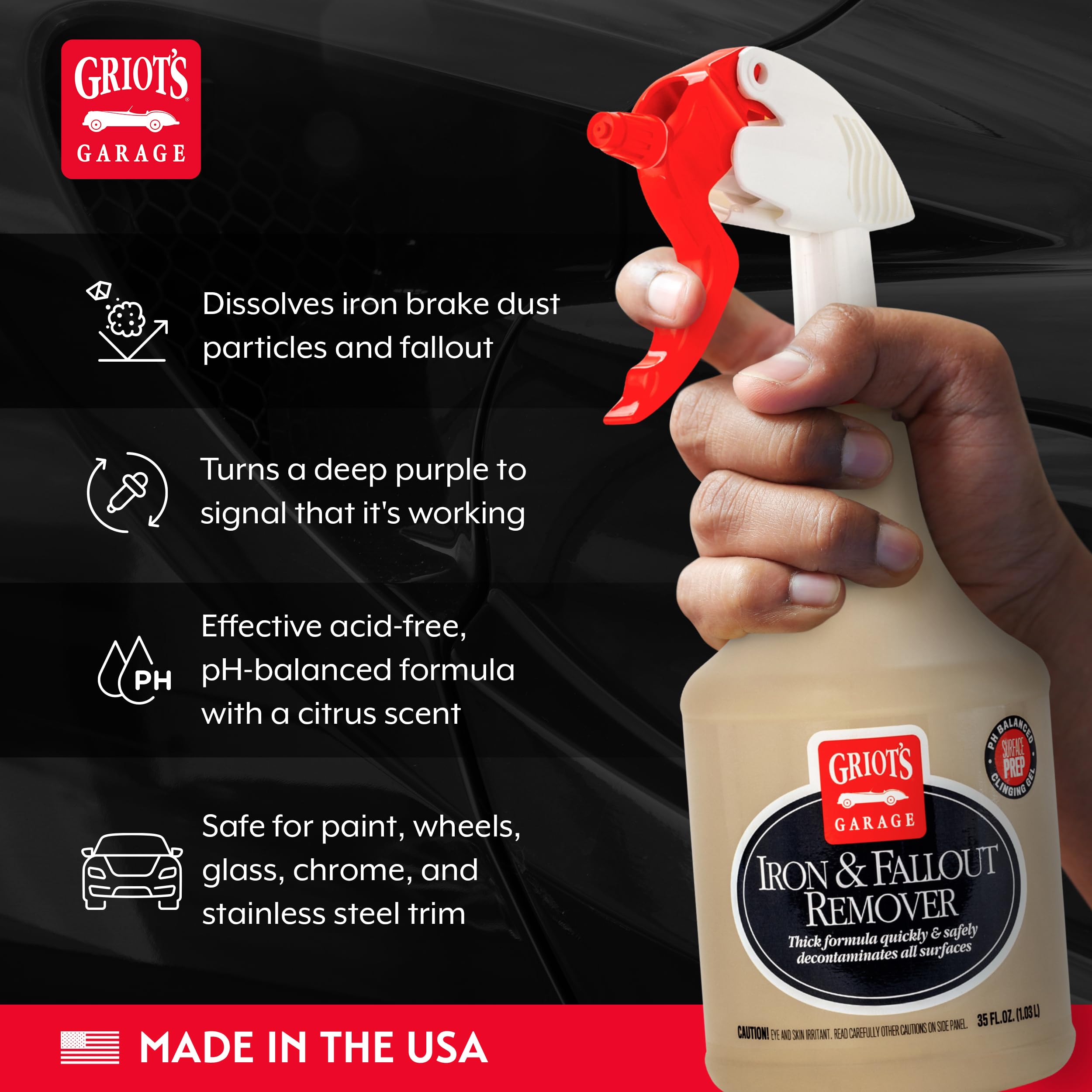 Griot's Garage Iron and Fallout Remover for Car Detailing and Cleaning, Remove Rust, Embedded Debris and Fallout from Multiple Exterior Surfaces 10948, 35oz - Image 3