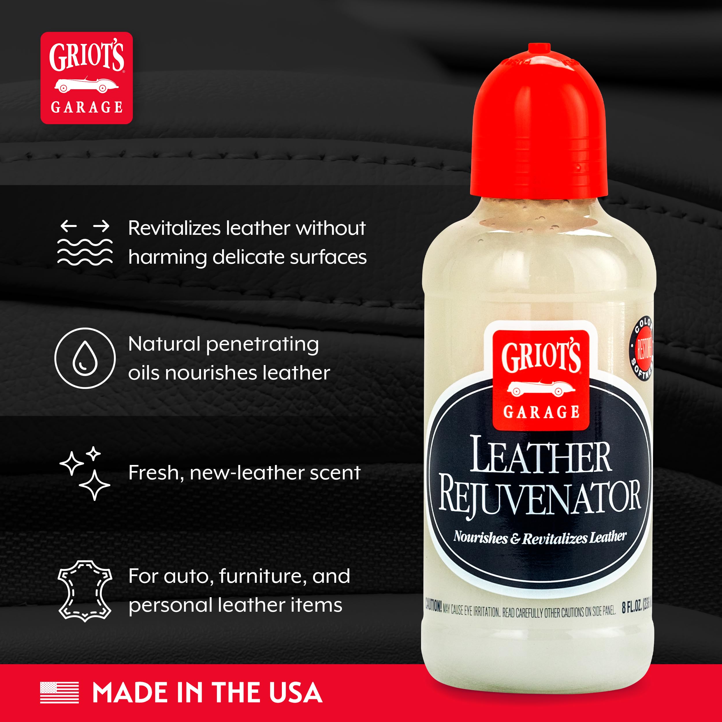 Griot's Garage Leather Rejuvenator for Car Seats, Upholstery, Auto, Home, Furniture, Shoes, Boots, Accessories, and More, Conditioner and Protectant, 8 Ounces - Image 3