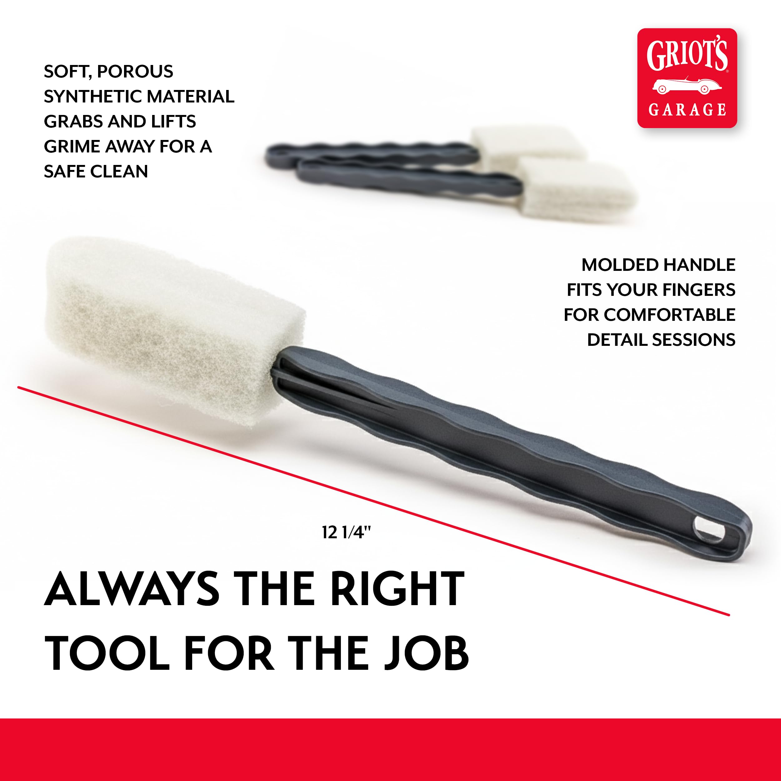 Griot's Garage Long-Reach Wheel Scrubber Brushes for Car Detailing Wheels, Tires, and Grillework, Exterior Auto Detail Products and Supplies, Set of 3, 12 1/4" Long, 15736 - Image 4