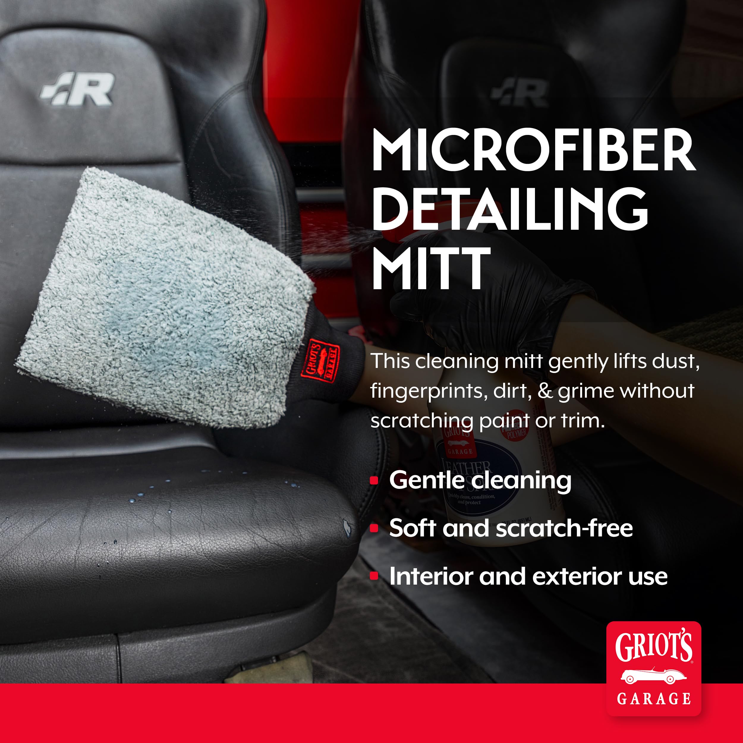 Griot's Garage Microfiber Car Wash Mitt Glove, Cleaning Pad for Interior and Exterior, Auto Detailing Supplies, Small, 8" x 9", 10260 - Image 2