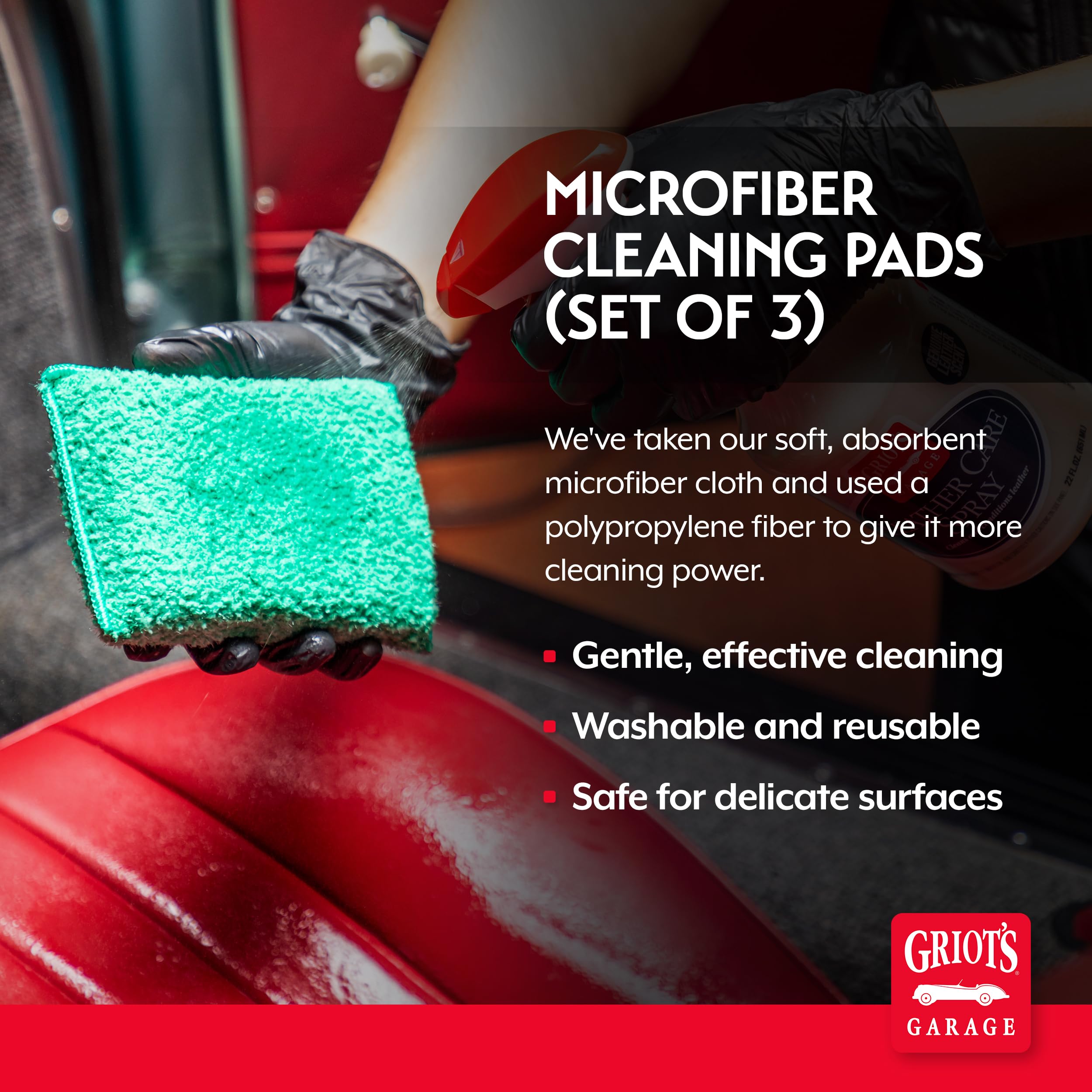 Griot's Garage Microfiber Cleaning Pads for Car Wash and Detailing, Scrub Sponge for Auto Interior and Exterior, Machine-Washable, Set of 3, 11242 - Image 2