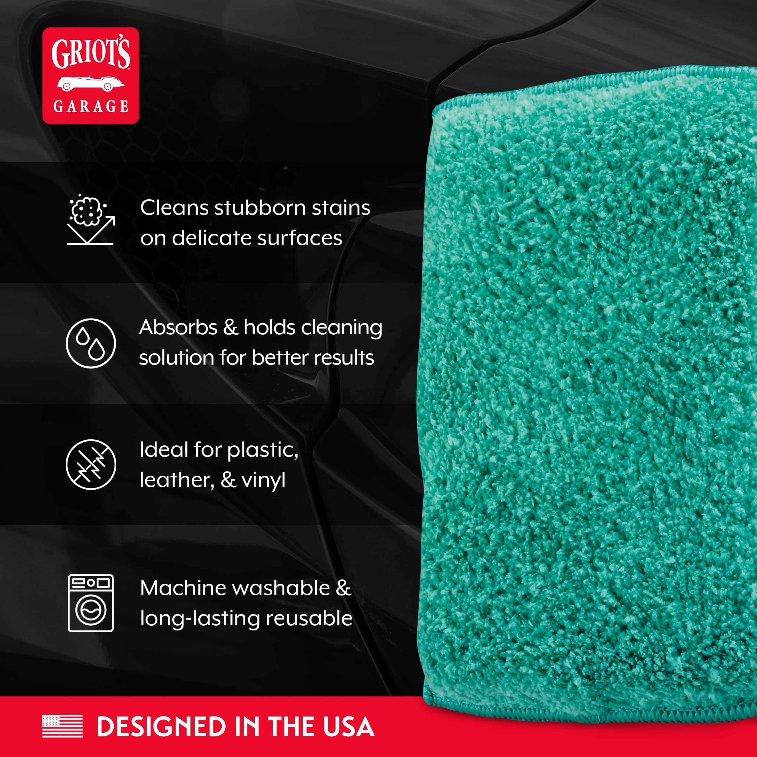 Griot's Garage Microfiber Cleaning Pads for Car Wash and Detailing, Scrub Sponge for Auto Interior and Exterior, Machine-Washable, Set of 3, 11242 - Image 3