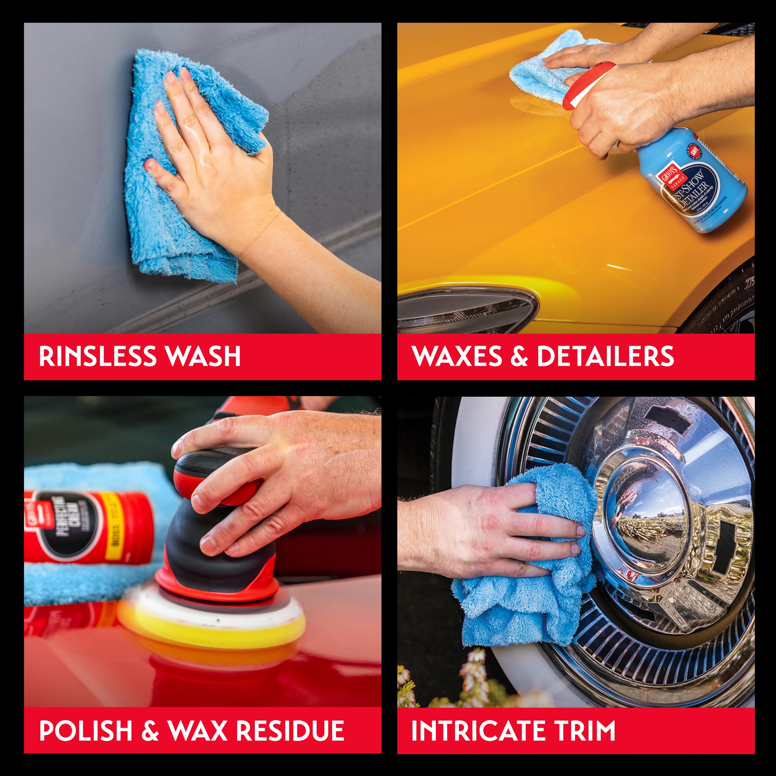 Griot's Garage Microfiber Plush Edgeless Towels, for Car Cleaning, Detailing and Polishing, Scratch-Free, 16” x 16”, Set of 6, 14901 - Image 4