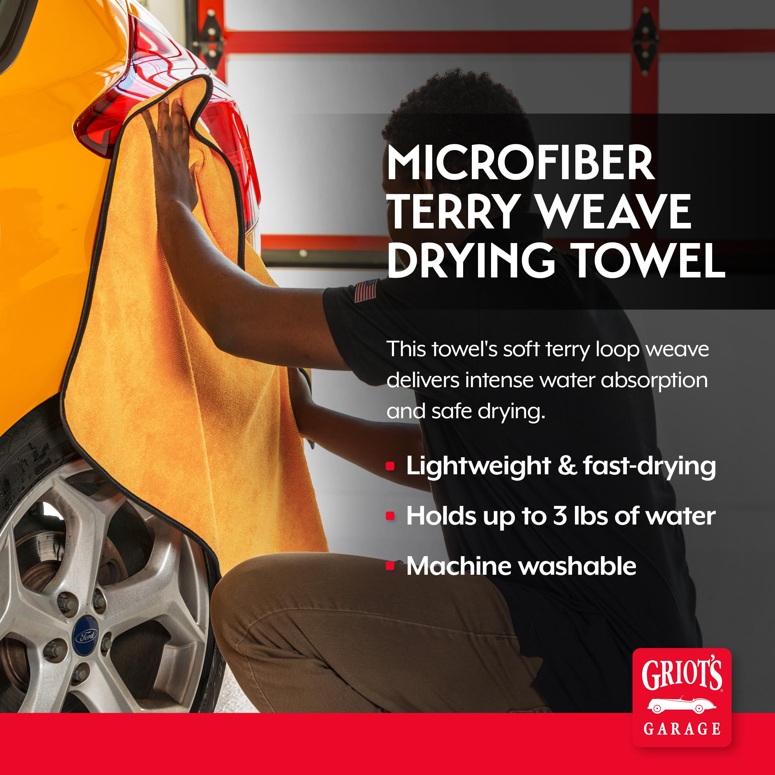 Griot's Garage Microfiber Terry Weave Drying Towel for Car Wash and Auto Detailing, High Absorbency, Machine Washable, 25" x 35", 55517 - Image 2