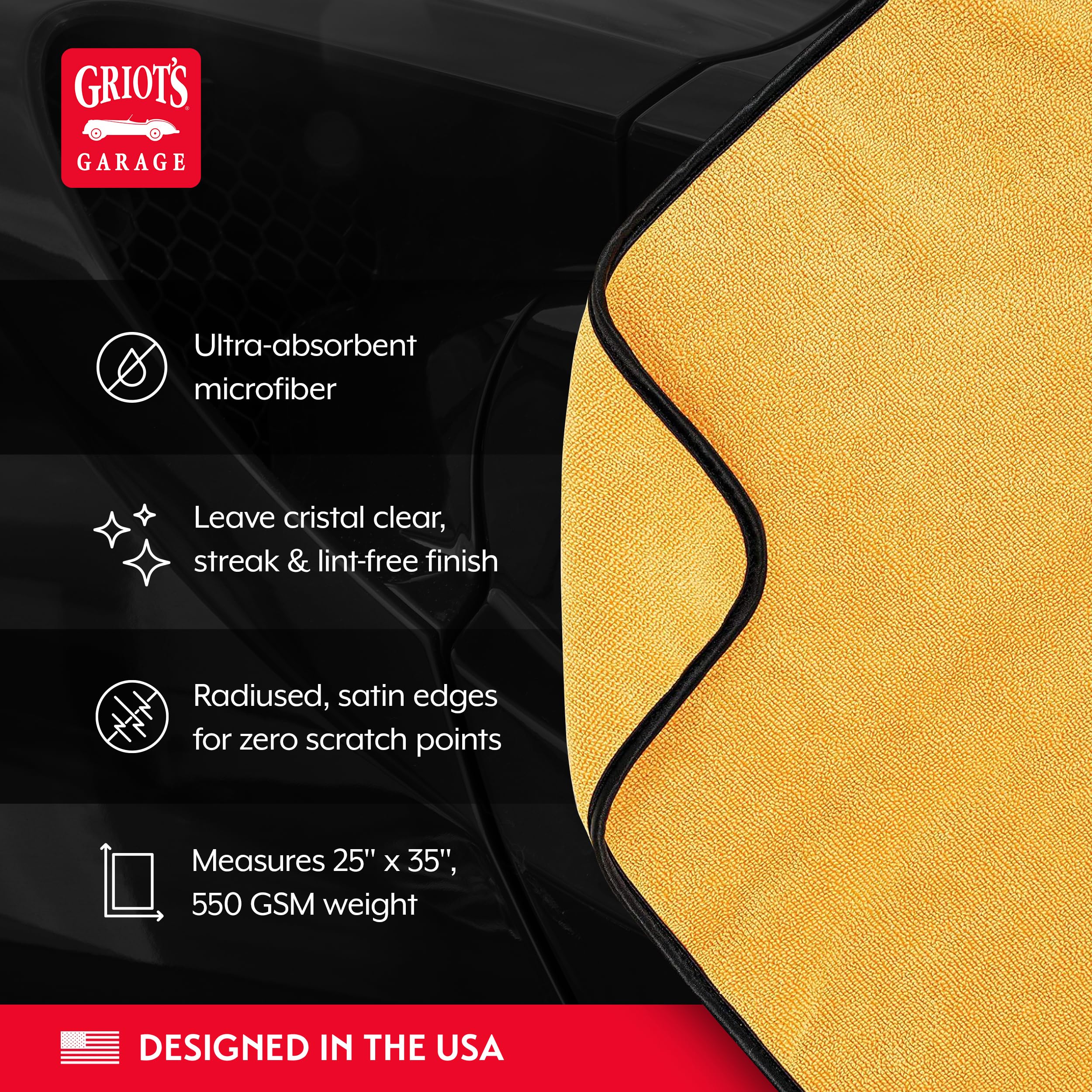 Griot's Garage Microfiber Terry Weave Drying Towel for Car Wash and Auto Detailing, High Absorbency, Machine Washable, 25" x 35", 55517 - Image 3