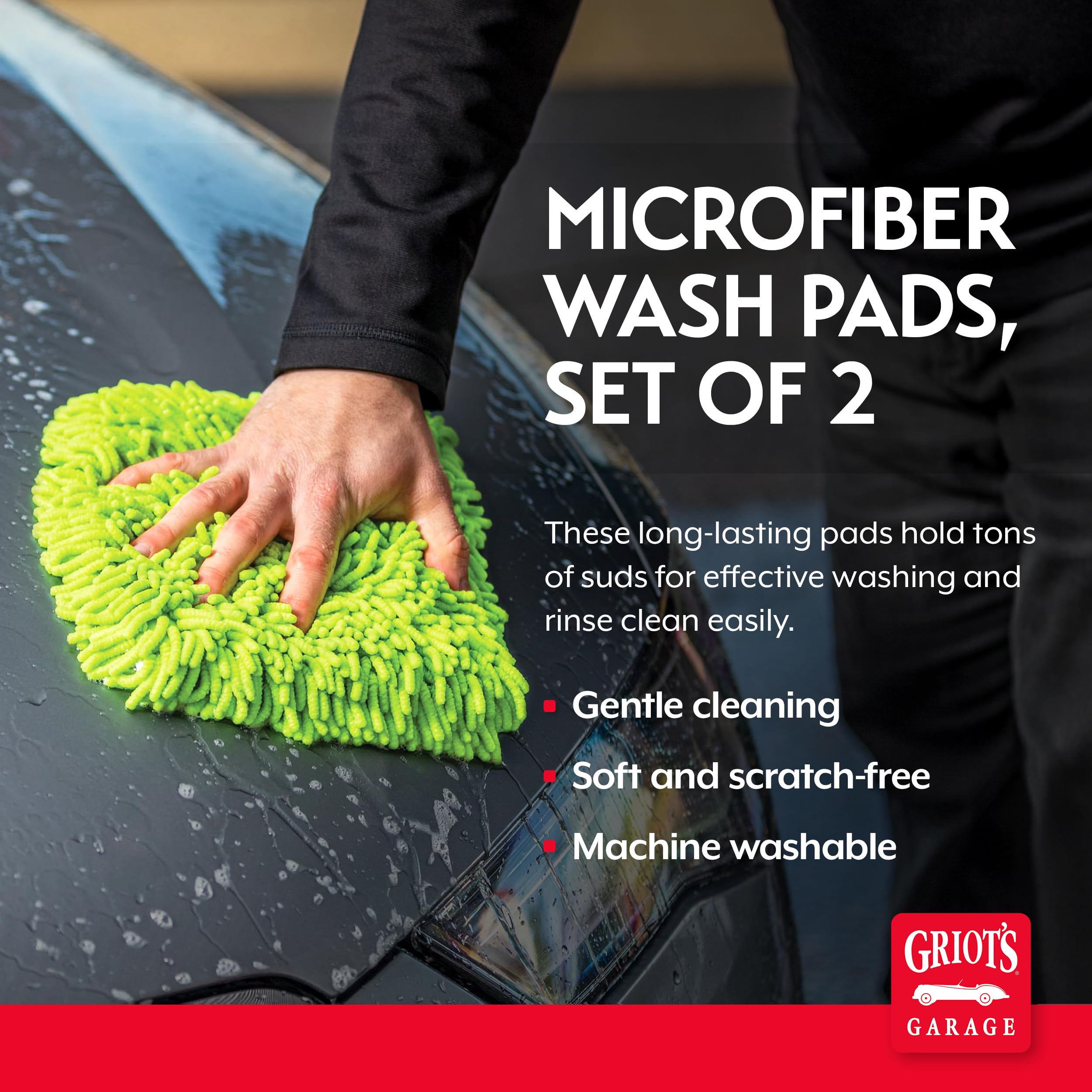 Griot's Garage Microfiber Wash Pads for Car Wash and Detailing, Soft and Ultra-Absorbent for Gentle Auto Cleaning, Machine-Washable, 8" x 10", Set of 2, 11290 - Image 2