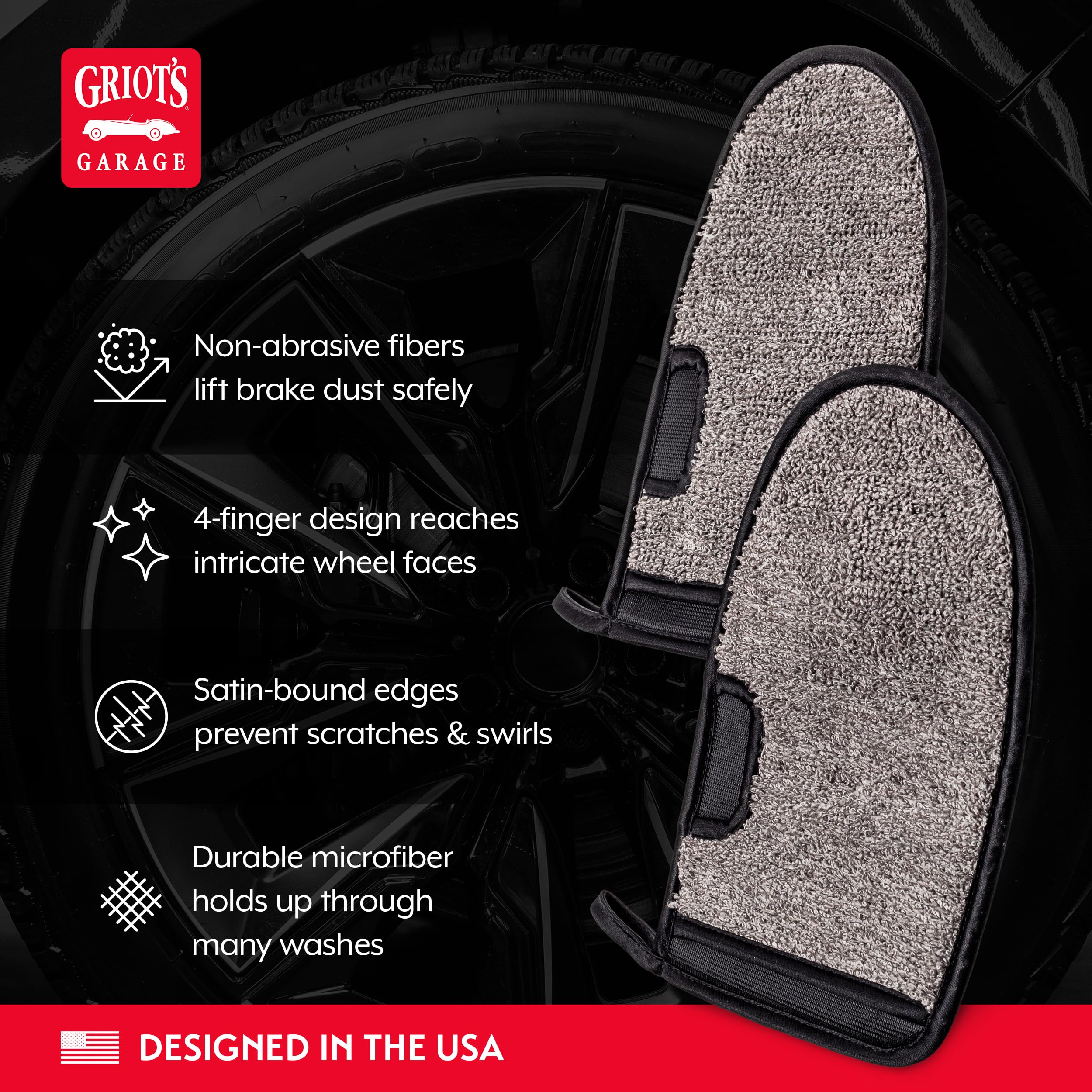 Griot's Garage Microfiber Wheel Wash Mitts, Scratch-Free Cleaning for All Wheel Surfaces, 11820, Set of 2 - Image 3