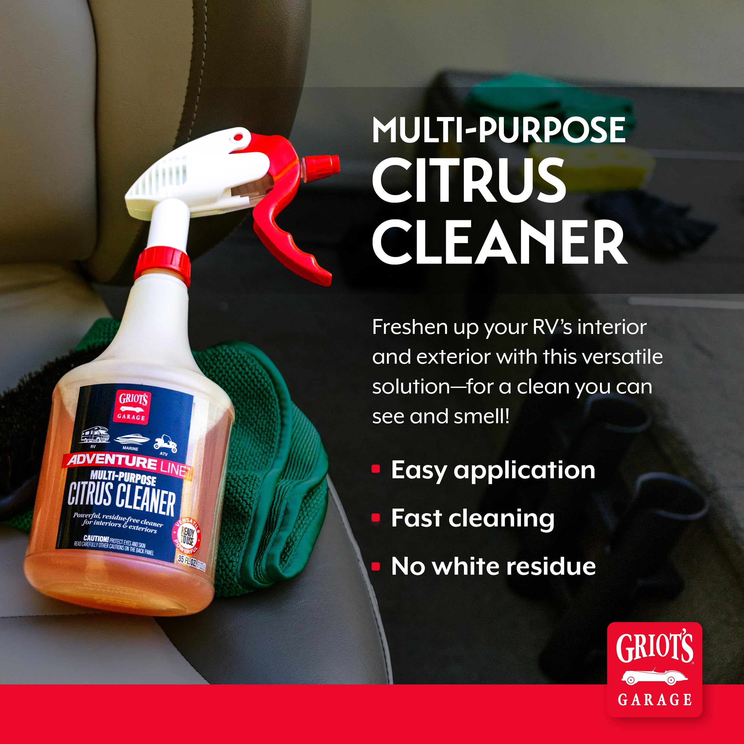 Griot's Garage Multi-Purpose Citrus Cleaner for RVs, Campers, Trailers, Boats, ATVs, UTVs, Motorcycles, Works on Paint, Glass, Chrome, Vinyl, Plastic, and More, 10837, 35oz - Image 2