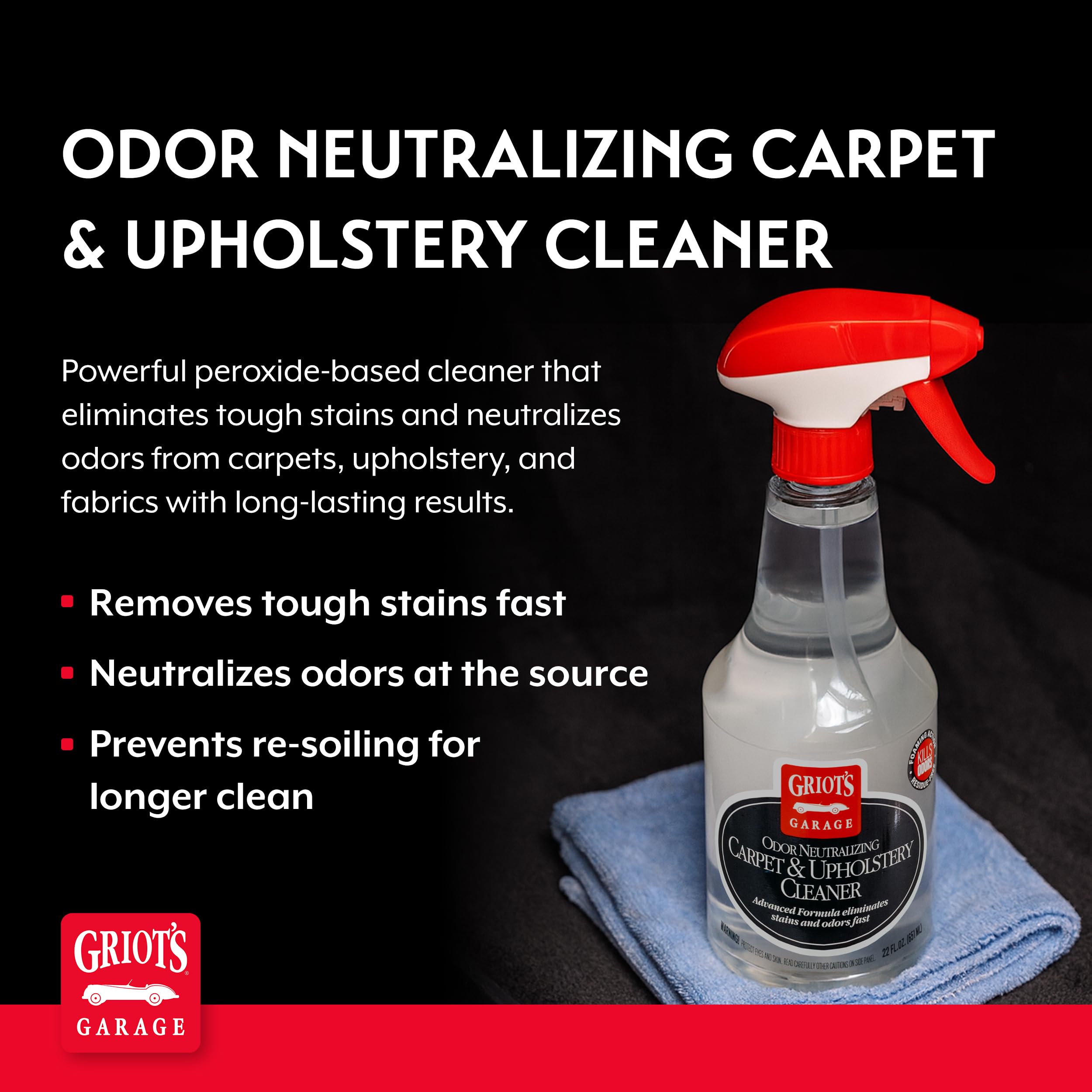 Griot's Garage Odor Neutralizing Carpet and Upholstery Cleaner for Car Floor Mats, Upholstery, Microfiber Seats, Household Fabrics, and Pet Stains 10990, 22oz - Image 2