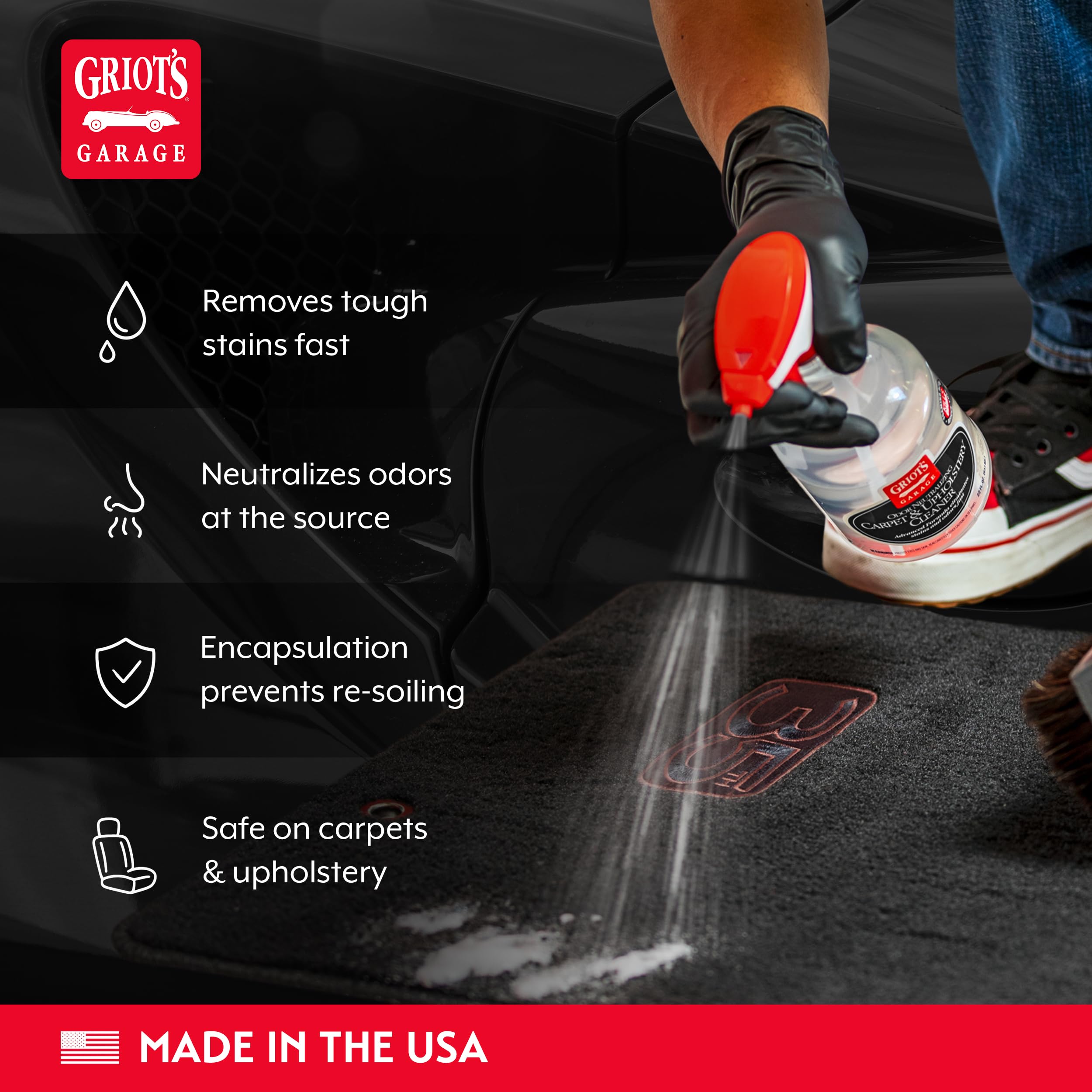 Griot's Garage Odor Neutralizing Carpet and Upholstery Cleaner for Car Floor Mats, Upholstery, Microfiber Seats, Household Fabrics, and Pet Stains 10990, 22oz - Image 3