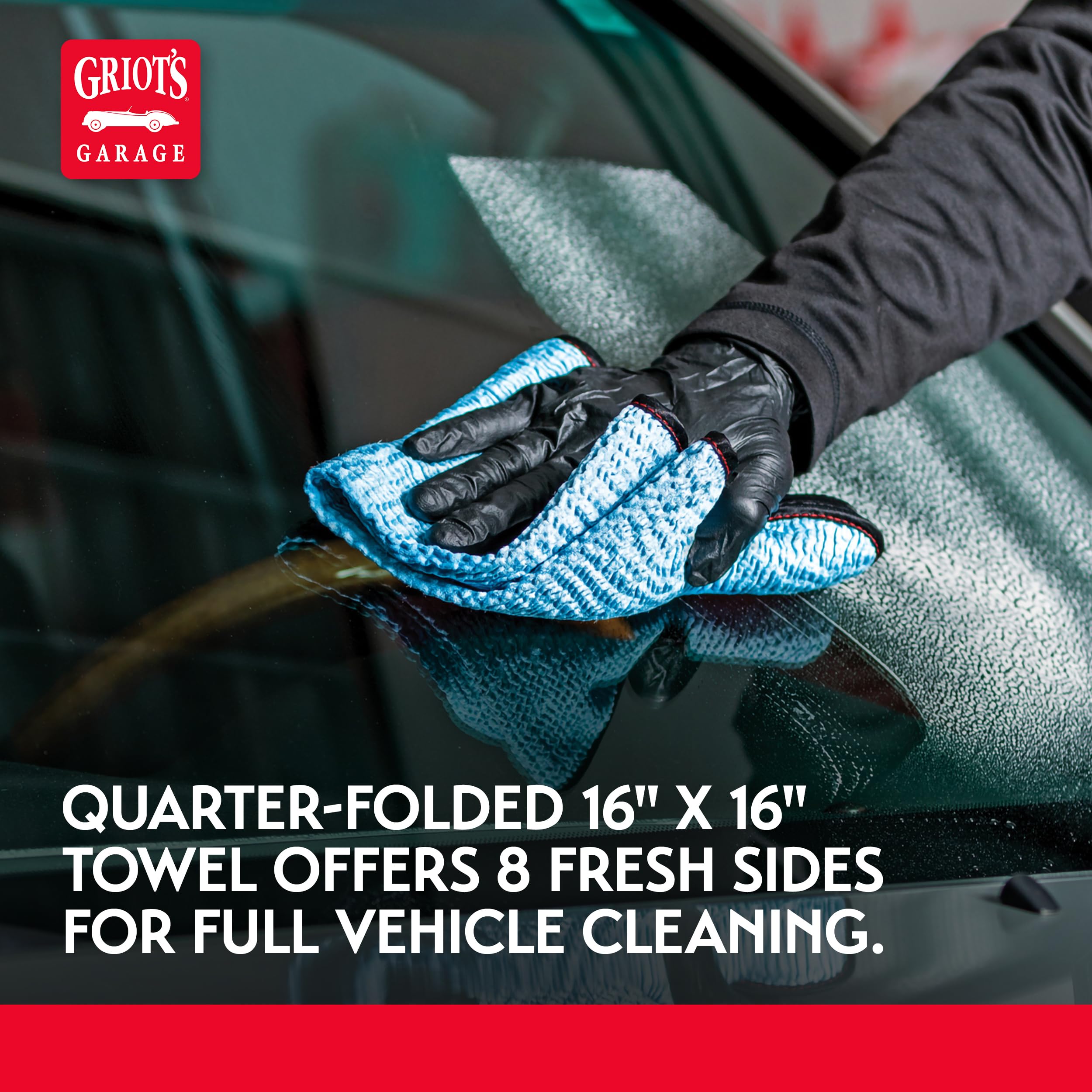 Griot's Garage PFM Crinkle Glass Towels for Car Detailing, Streak-Free Cleaning for Windows, Windshield, Mirrors, and More, 16" x 16", 55583, Set of 3 - Image 5
