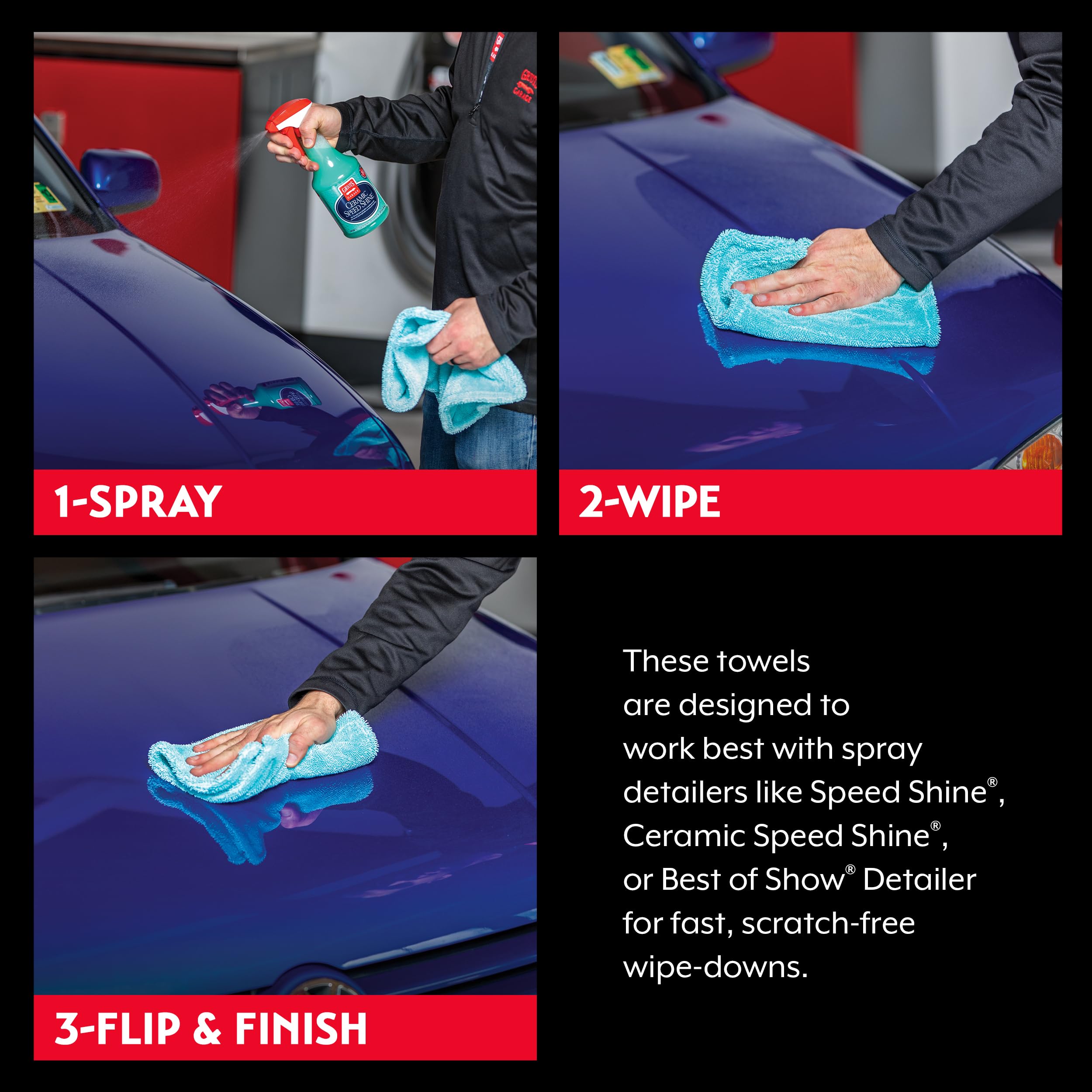 Griot's Garage PFM Edgeless Detailing Towels for Car Cleaning and Detailing, Scratch-Free, Machine-Washable, Small, 16” x 9”, Set of 3, 55527 - Image 4