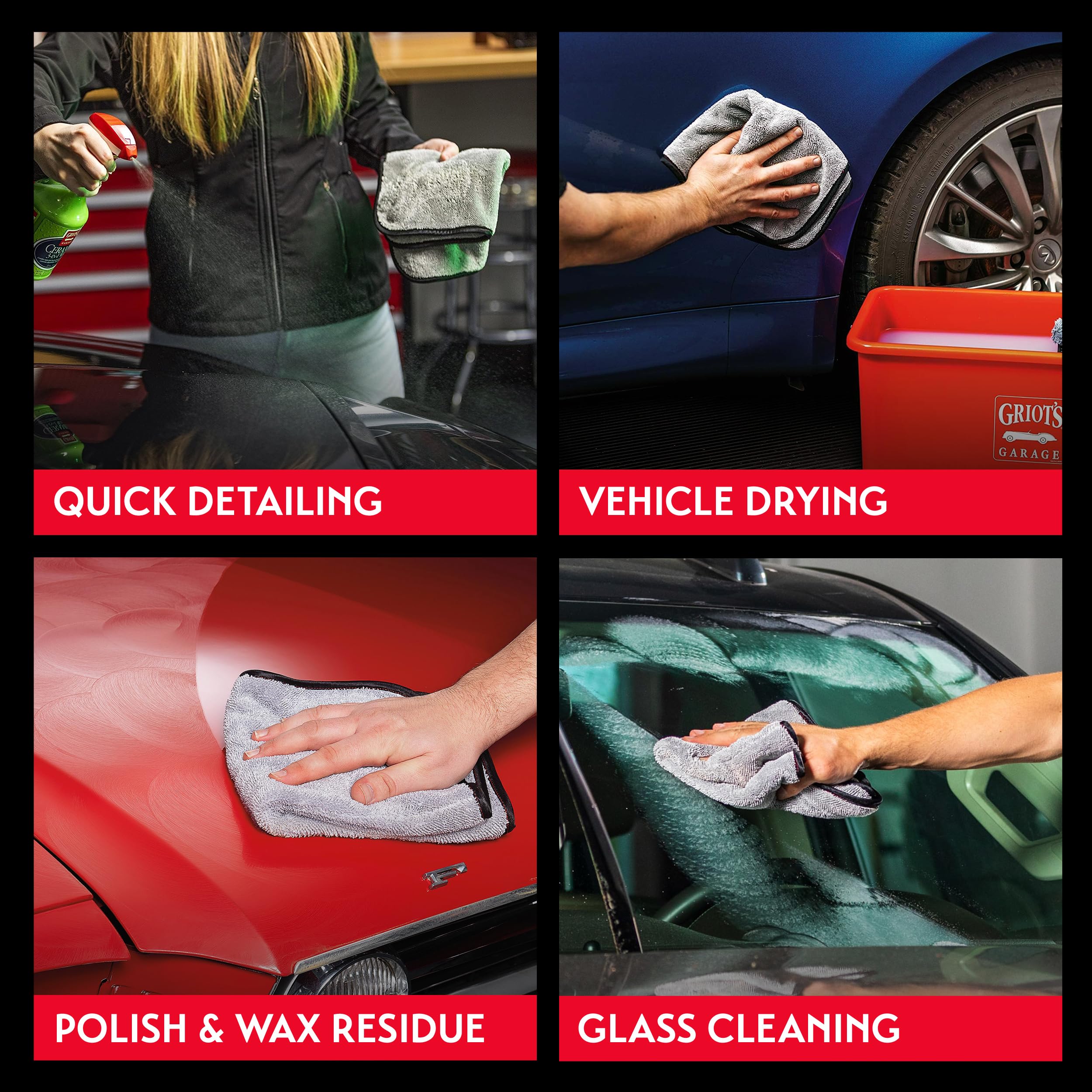 Griot's Garage PFM Terry Weave Microfiber Towel for Car Cleaning, Drying and Polishing, Vehicle Detailing, Scratch-Free, 16” x 16”, Set of 2, 55586 - Image 4