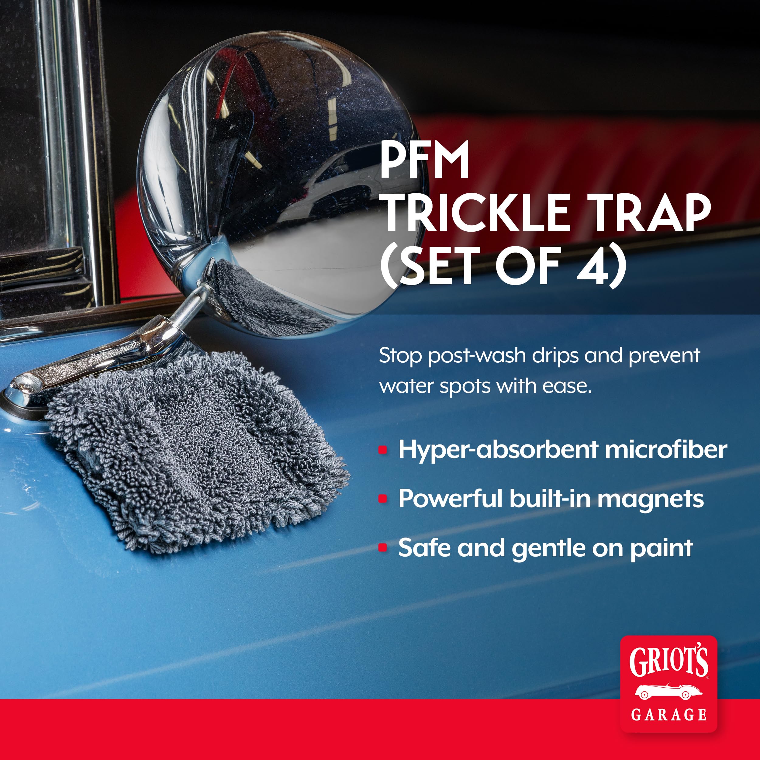 Griot's Garage PFM Trickle Trap, Hyper-Absorbent Car Drying Pads, Prevents Water Spots and Etching, Machine Washable, 2’ x 4”, Set of 4 - Image 2