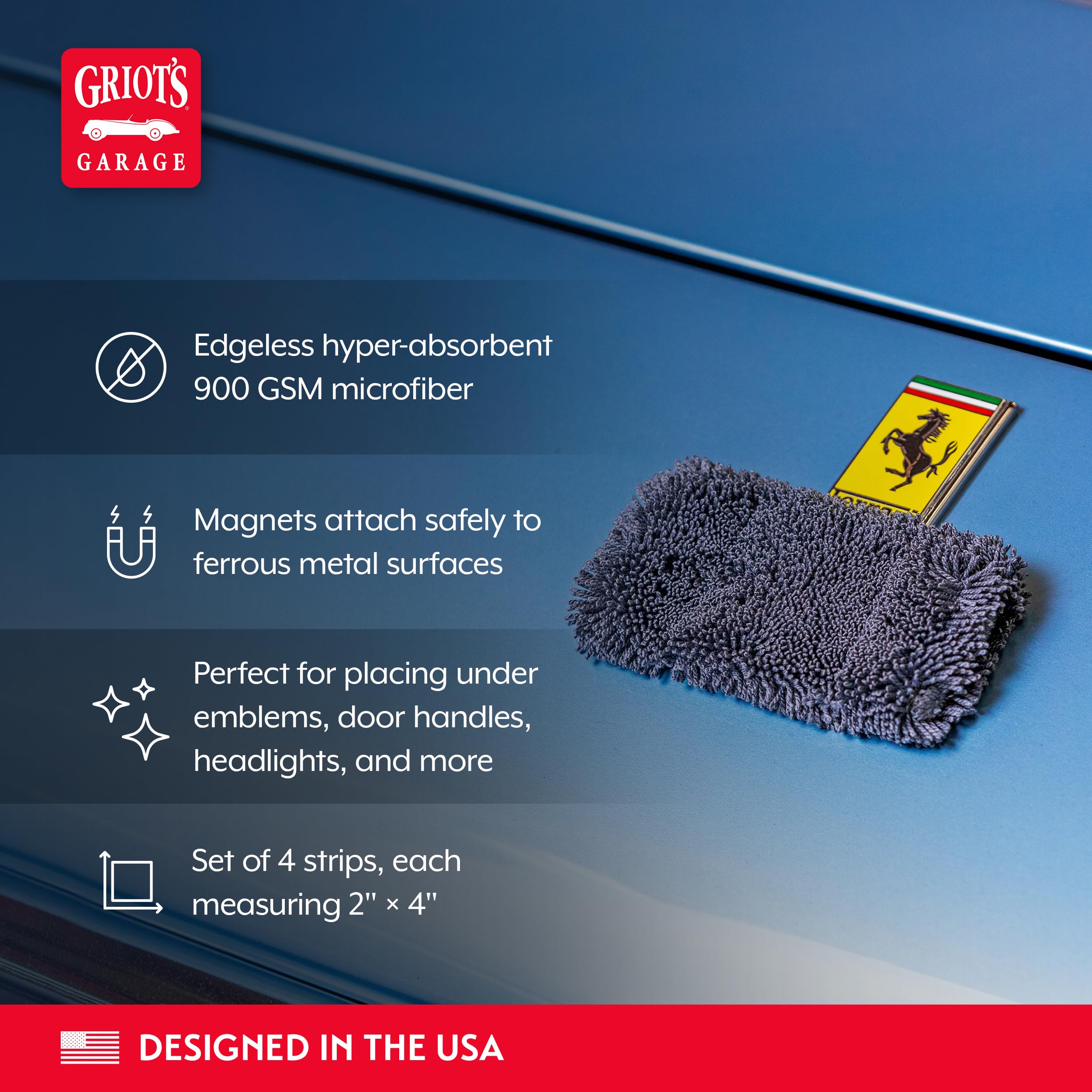 Griot's Garage PFM Trickle Trap, Hyper-Absorbent Car Drying Pads, Prevents Water Spots and Etching, Machine Washable, 2’ x 4”, Set of 4 - Image 3