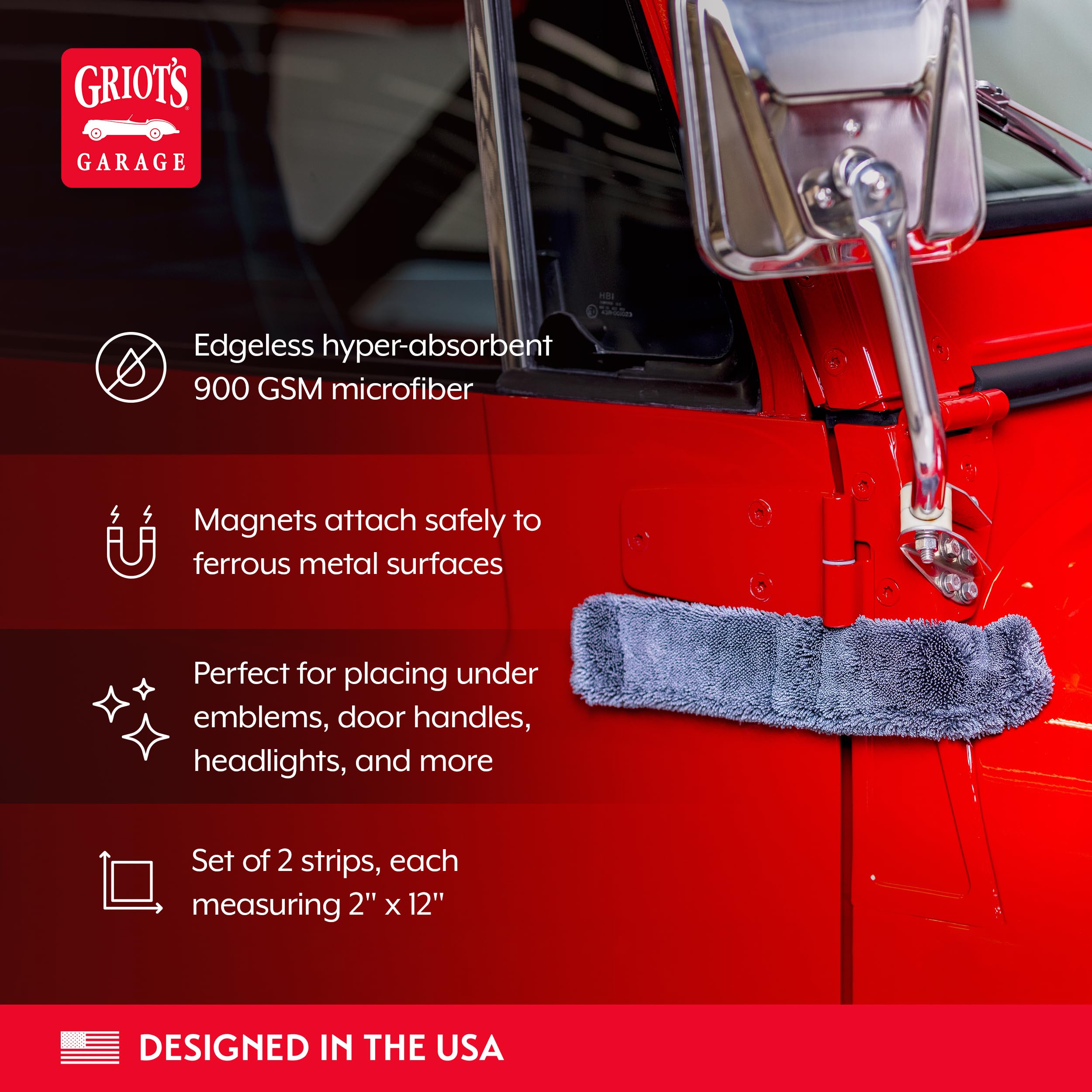 Griot's Garage PFM Trickle Trap, Hyper-Absorbent Car Drying Pads, Prevents Water Spots and Etching, Machine Washable, XL 2" x 12”, Set of 2 - Image 3
