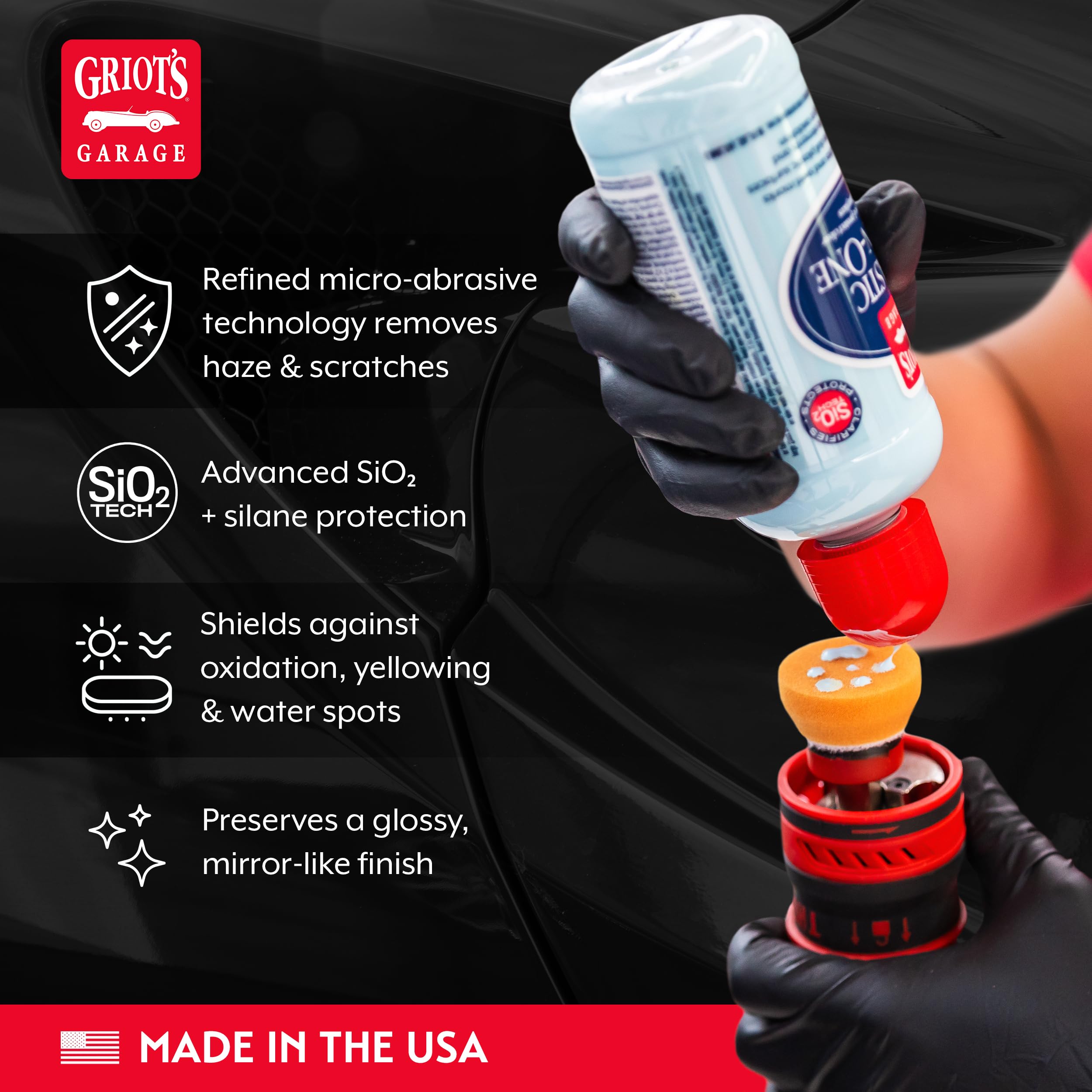 Griot's Garage Plastic All-in-One, Polish, Restore, and Protect Vehicle Lights, Gauges, B-Pillars, Windscreens and More, Ceramic Infused Protection, 16oz, 10872 - Image 3