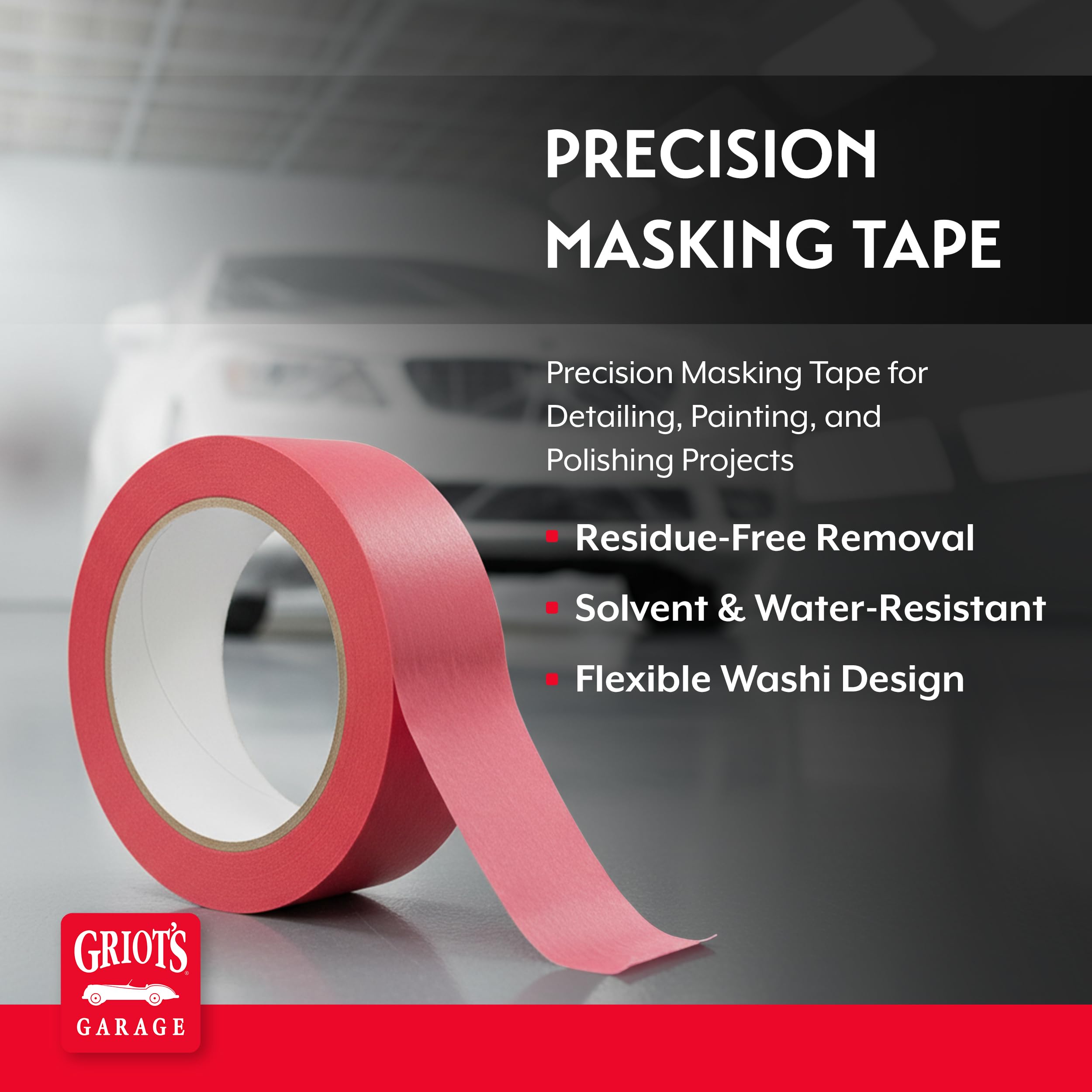 Griot's Garage Precision Masking Tape for Auto Detailing, Car Painting and Polishing, Flexible, Solvent and Water-Resistant, Residue-Free, 1 1/2” Wide, 50m Long, 82036 - Image 2