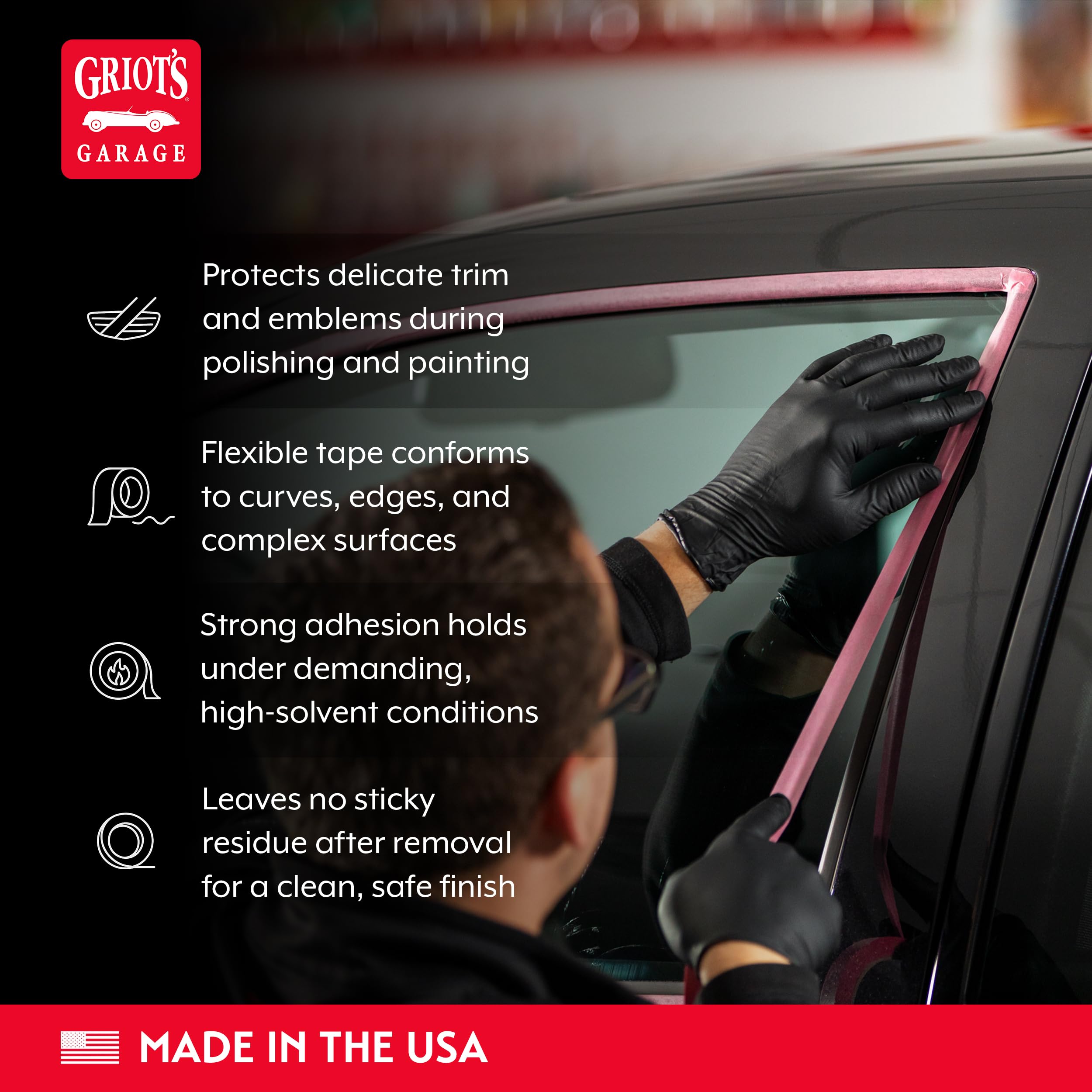 Griot's Garage Precision Masking Tape for Auto Detailing, Car Painting and Polishing, Flexible, Solvent and Water-Resistant, Residue-Free, 3/4" Wide, 50m Long, 82018 - Image 3