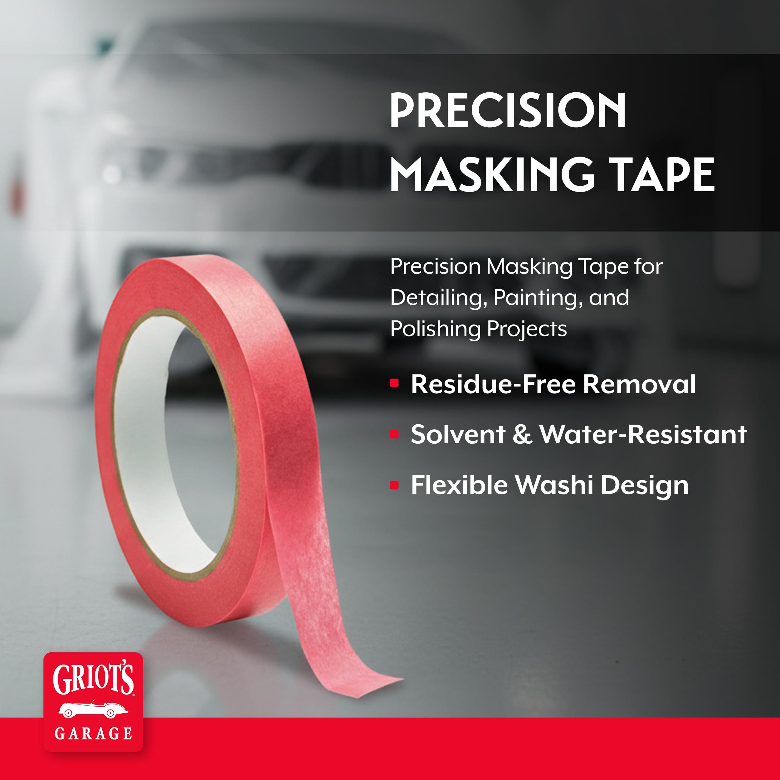 Griot's Garage Precision Masking Tape for Auto Detailing, Car Painting and Polishing, Flexible, Solvent and Water-Resistant, Residue-Free, 3/4" Wide, 50m Long, 82018 - Image 2