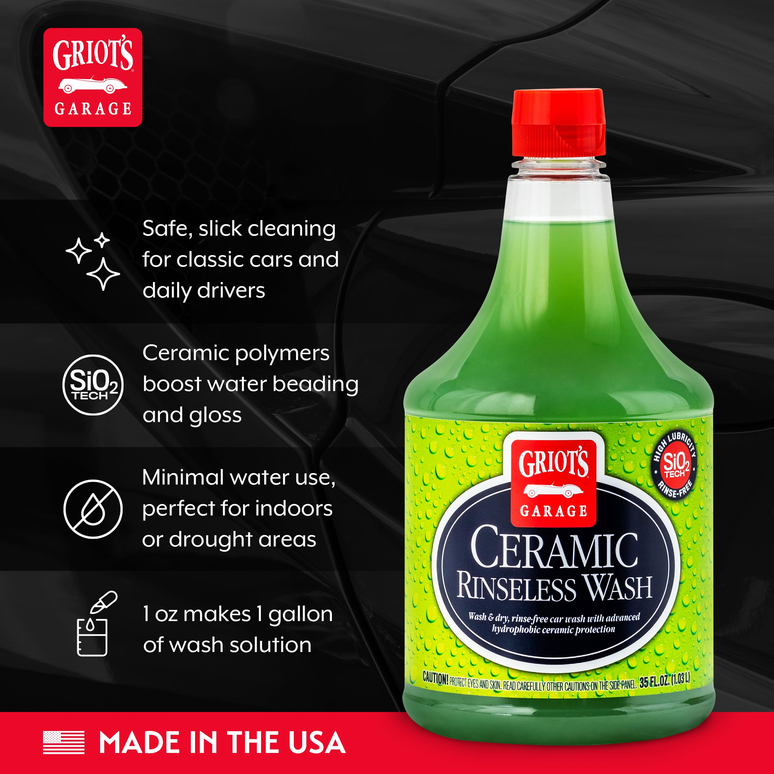 Griot's Garage Rinseless Wash and Wax for Car Cleaning and Detailing, No-Rinse, Waterless Formula For RVs, Boats, Trucks, Motorcycles, 10818, 35 oz - Image 3