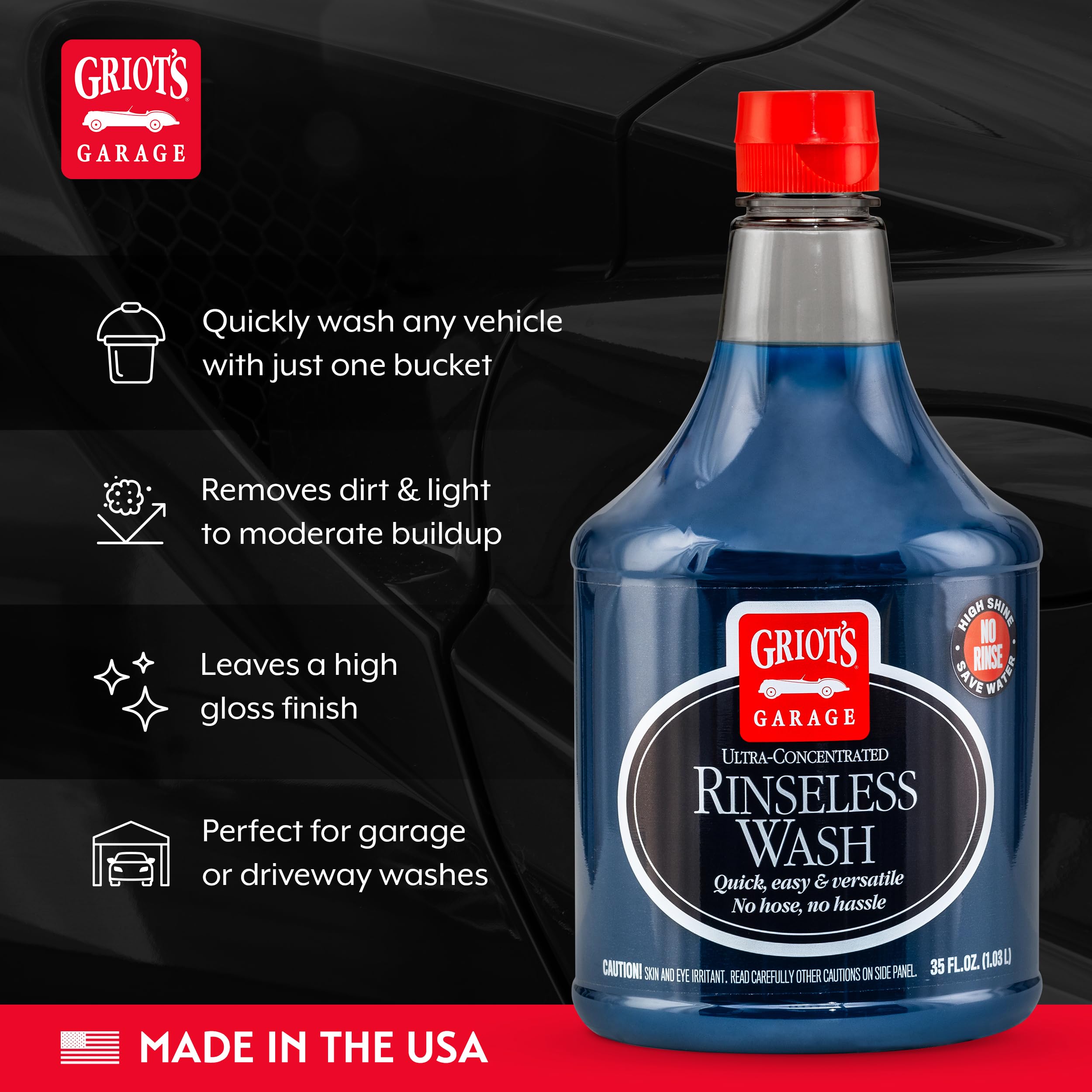 Griot's Garage Rinseless Wash for Car Cleaning and Detailing, No-Rinse Vehicle Washing, Dilutes Into Detailer, Clay Bar Lubricant, 10479, 35oz - Image 3