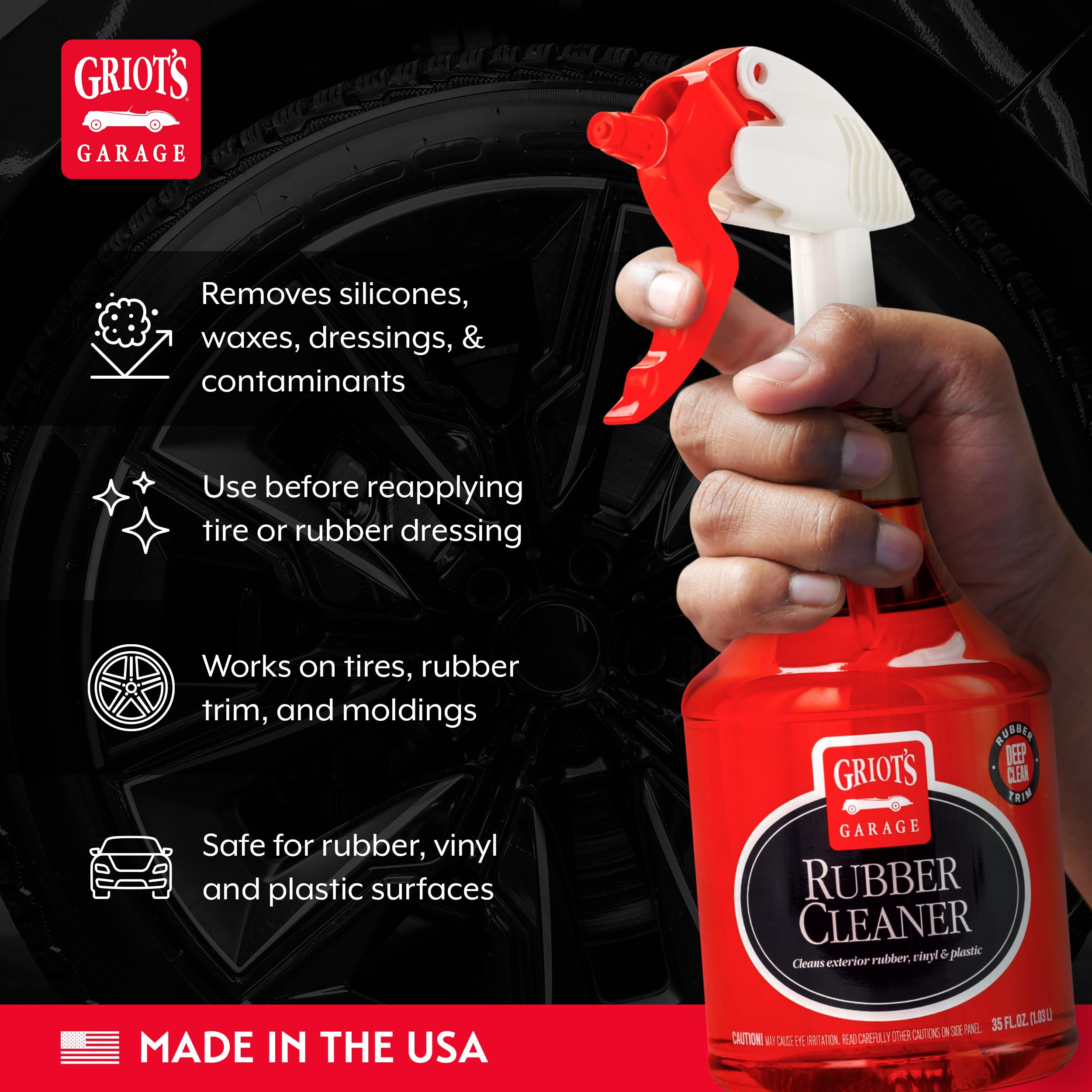Griot's Garage Rubber Cleaner for Car Cleaning and Detailing, Works on Tires, Trims, and Moldings 11136, 35oz - Image 3