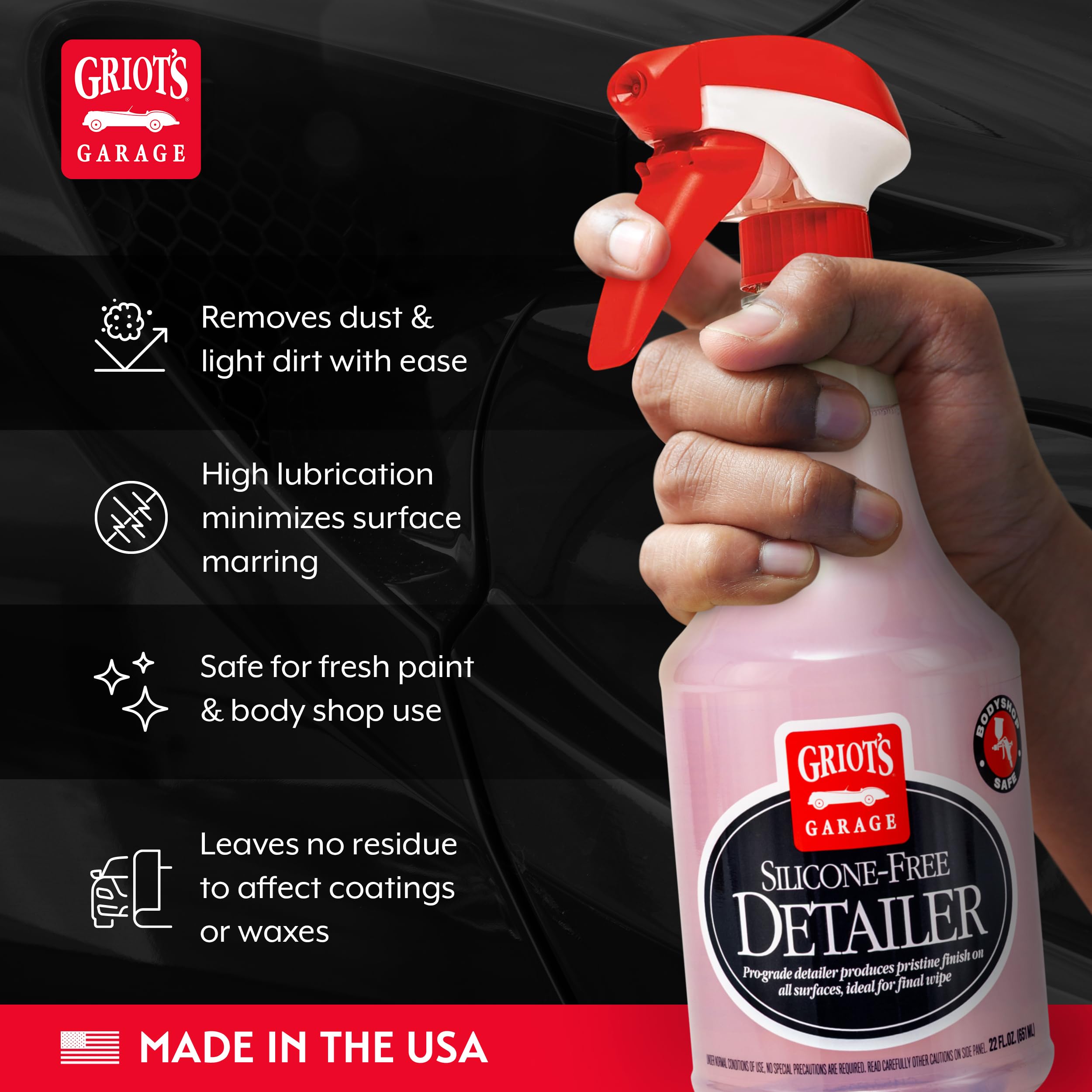 Griot's Garage Silicone-Free Detailer, Car Exterior Cleaner, Lubricated, Body-Shop Safe Auto Detail Spray for All Paint Finishes, 22oz, 10928 - Image 3