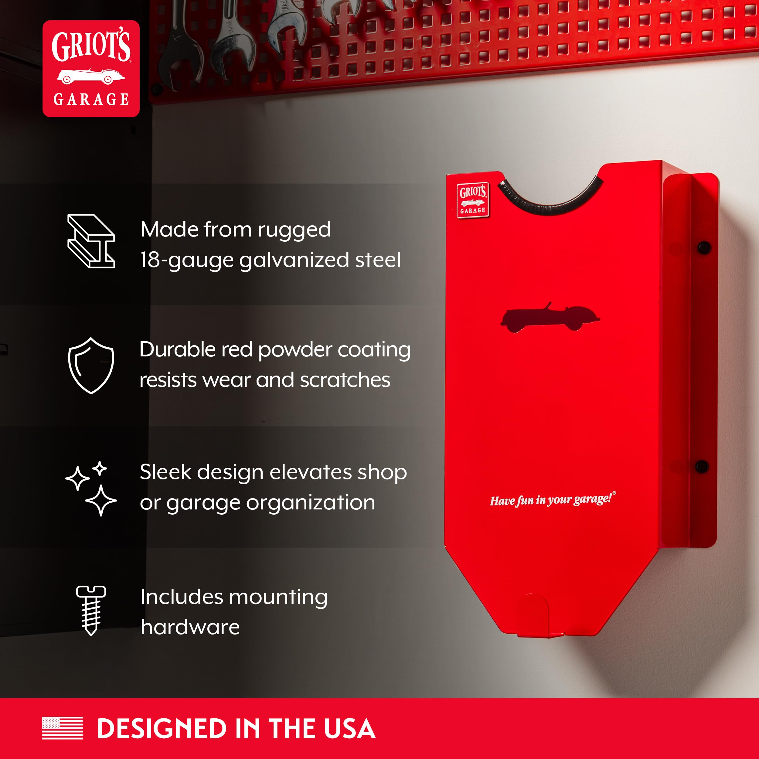 Griot's Garage Single Polisher Rack, Wall-Mounted Storage Shelf for Car Buffer Polishing Machine, Heavy-Duty Holder,10.25" W x 3.375" D x 16.5" H, 77878 - Image 3