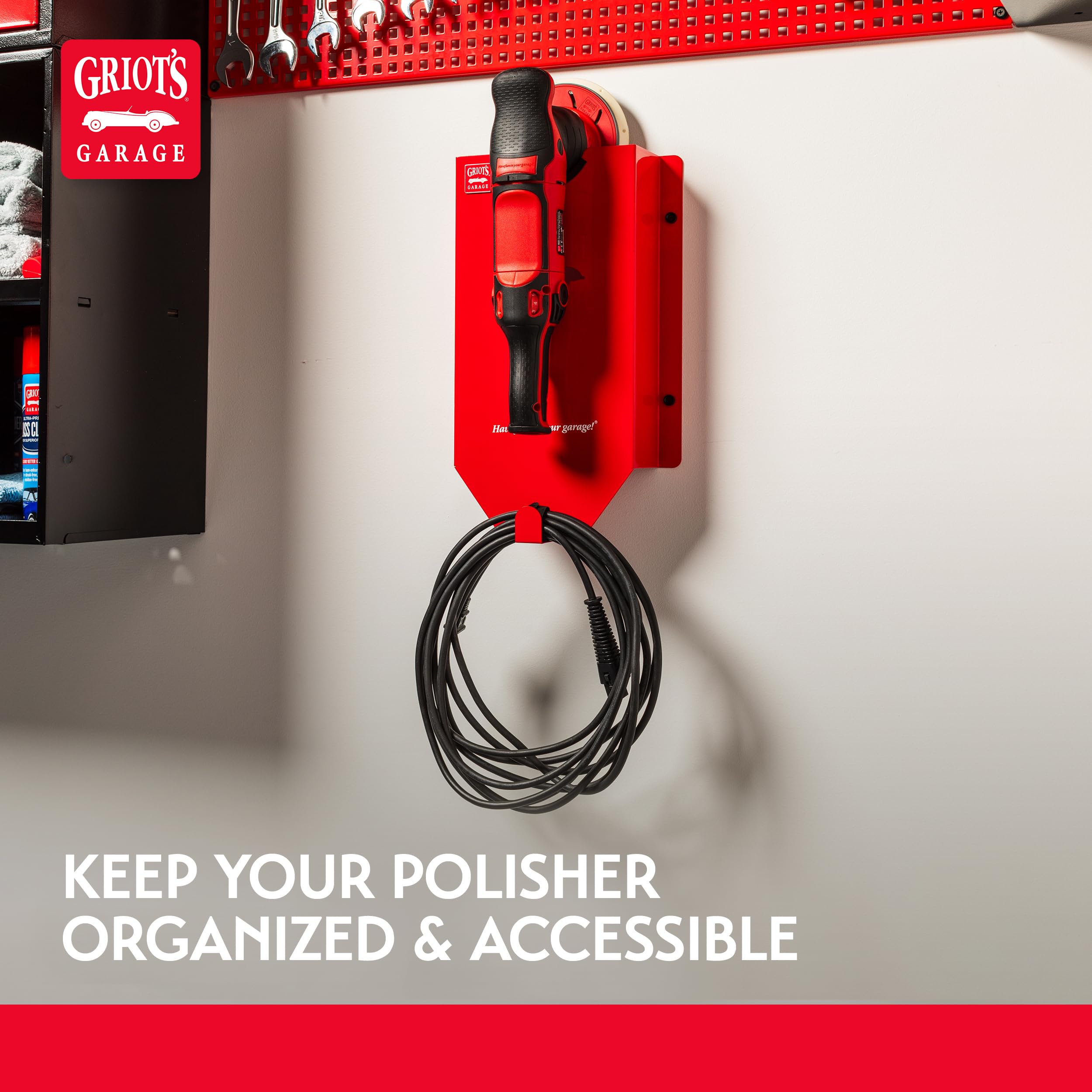 Griot's Garage Single Polisher Rack, Wall-Mounted Storage Shelf for Car Buffer Polishing Machine, Heavy-Duty Holder,10.25" W x 3.375" D x 16.5" H, 77878 - Image 5