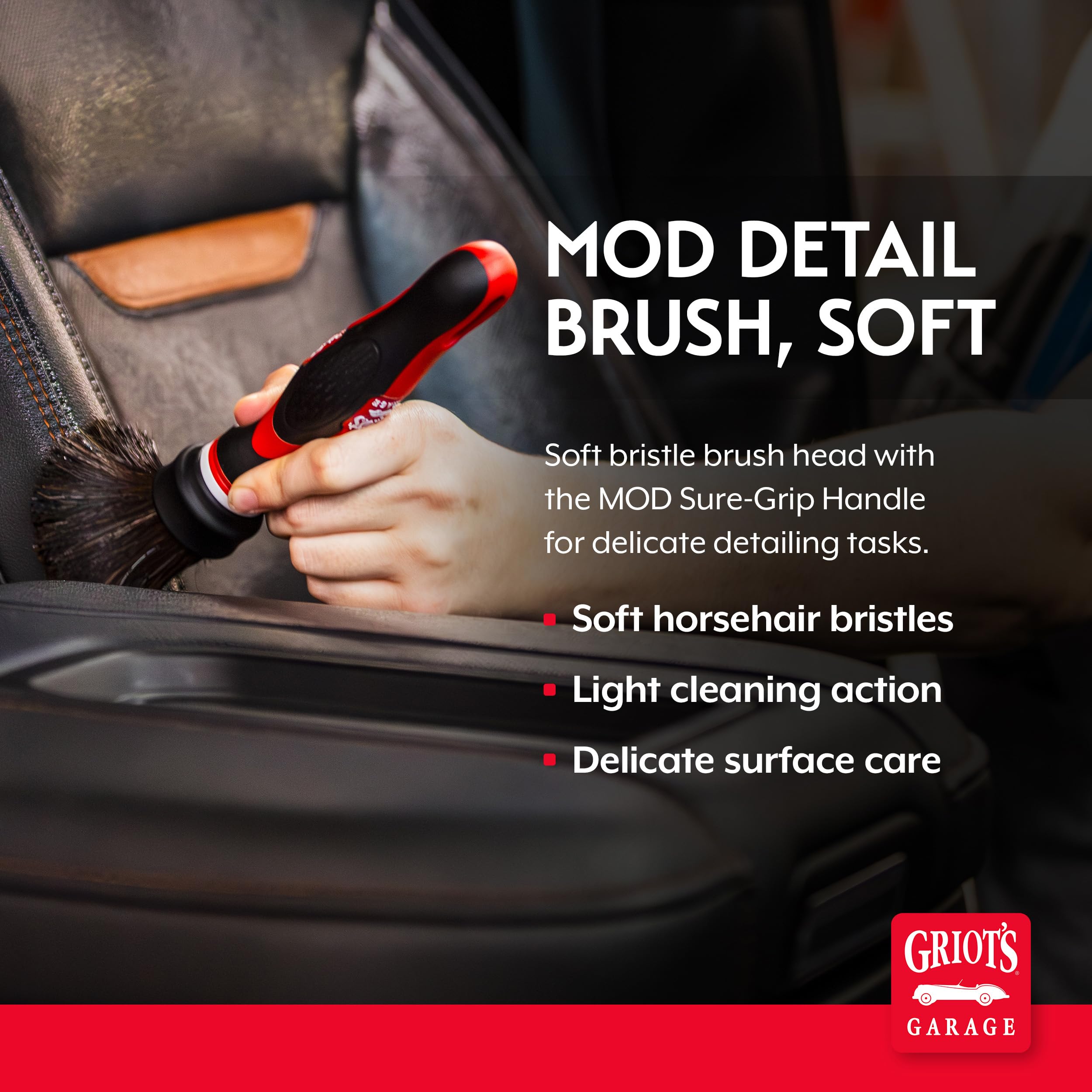 Griot's Garage Soft MOD Detail Brush Head and Handle, Bristle Scrubber for Car Detailing and Light to Medium-Duty Cleaning, Standard Size - Image 2