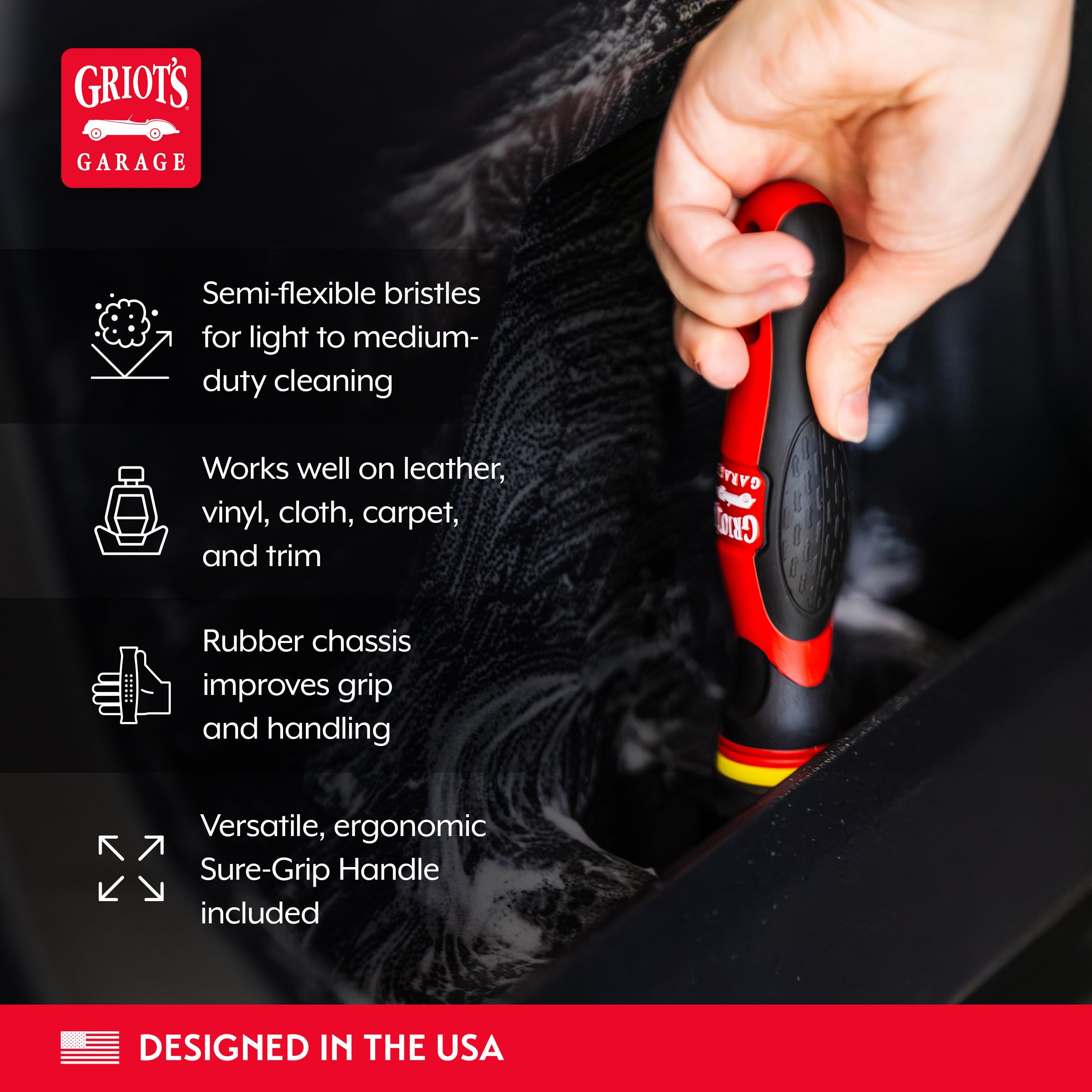 Griot's Garage Soft MOD Detail Brush Head and Handle, Bristle Scrubber for Car Detailing and Light to Medium-Duty Cleaning, Standard Size - Image 3