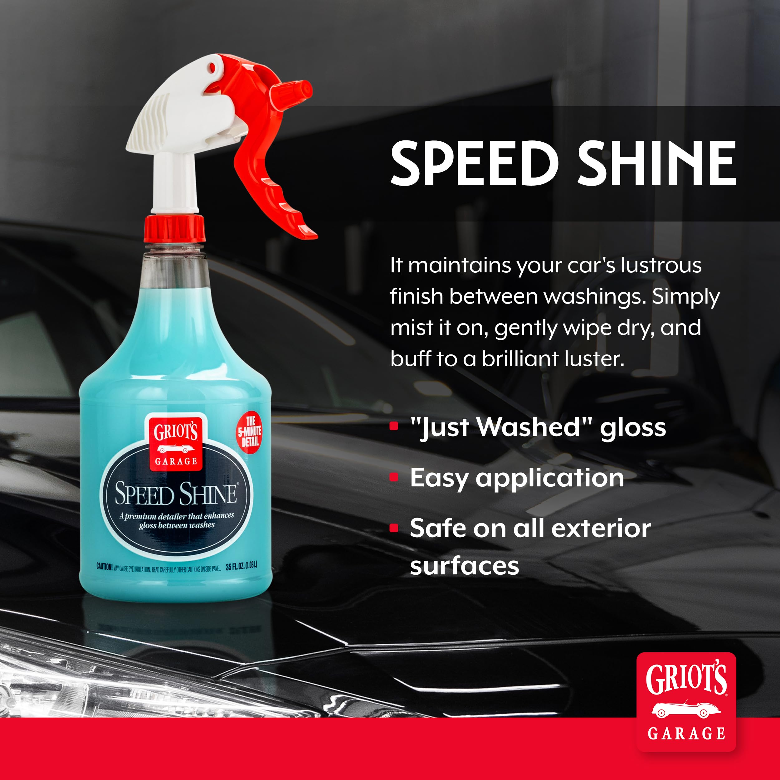 Griot's Garage Speed Shine for Car Detailing, Quick Detailer for All Exterior Surfaces, Trim and Wheels, Provides a Glossy Finish, 11146, 35 oz - Image 2