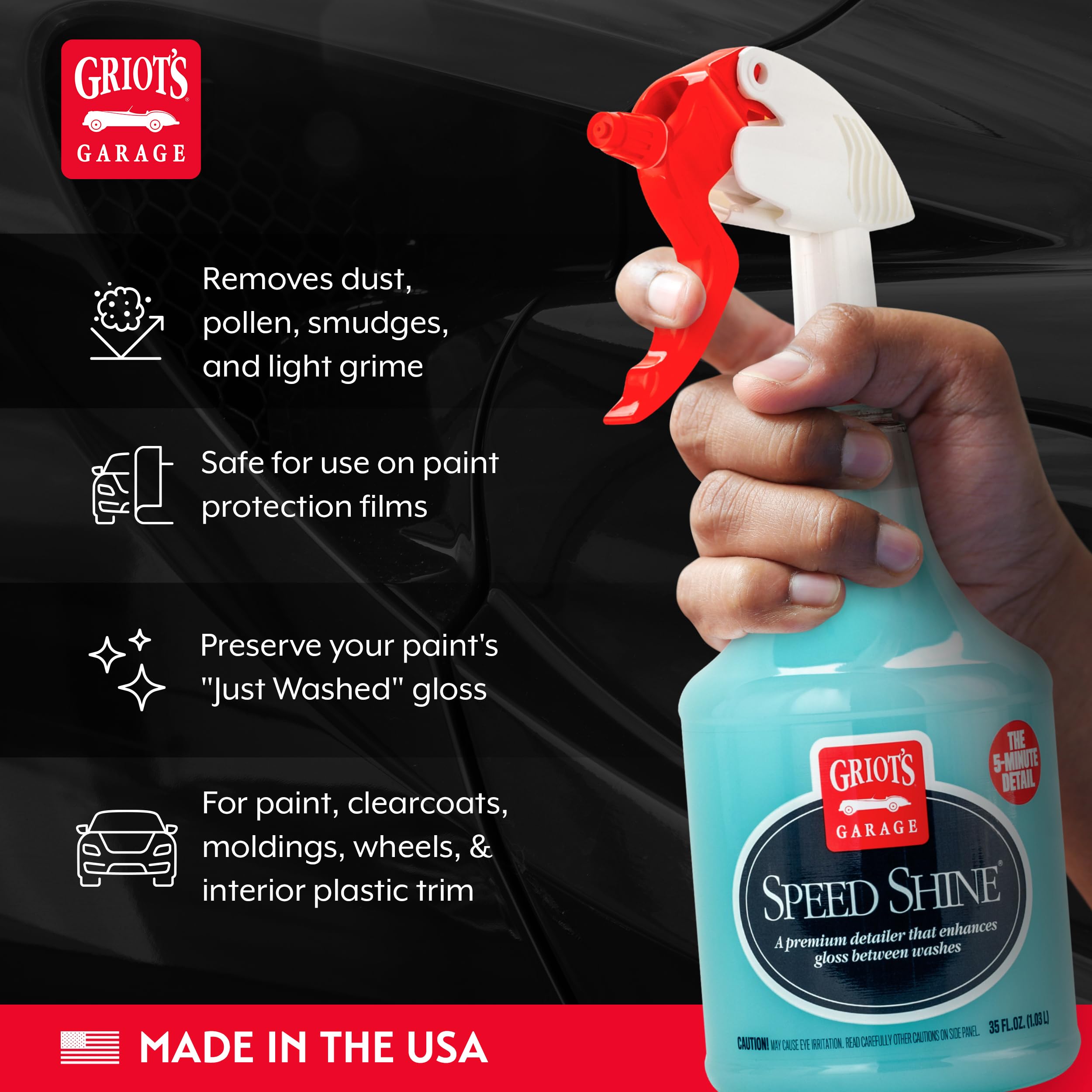 Griot's Garage Speed Shine for Car Detailing, Quick Detailer for All Exterior Surfaces, Trim and Wheels, Provides a Glossy Finish, 11146, 35 oz - Image 3